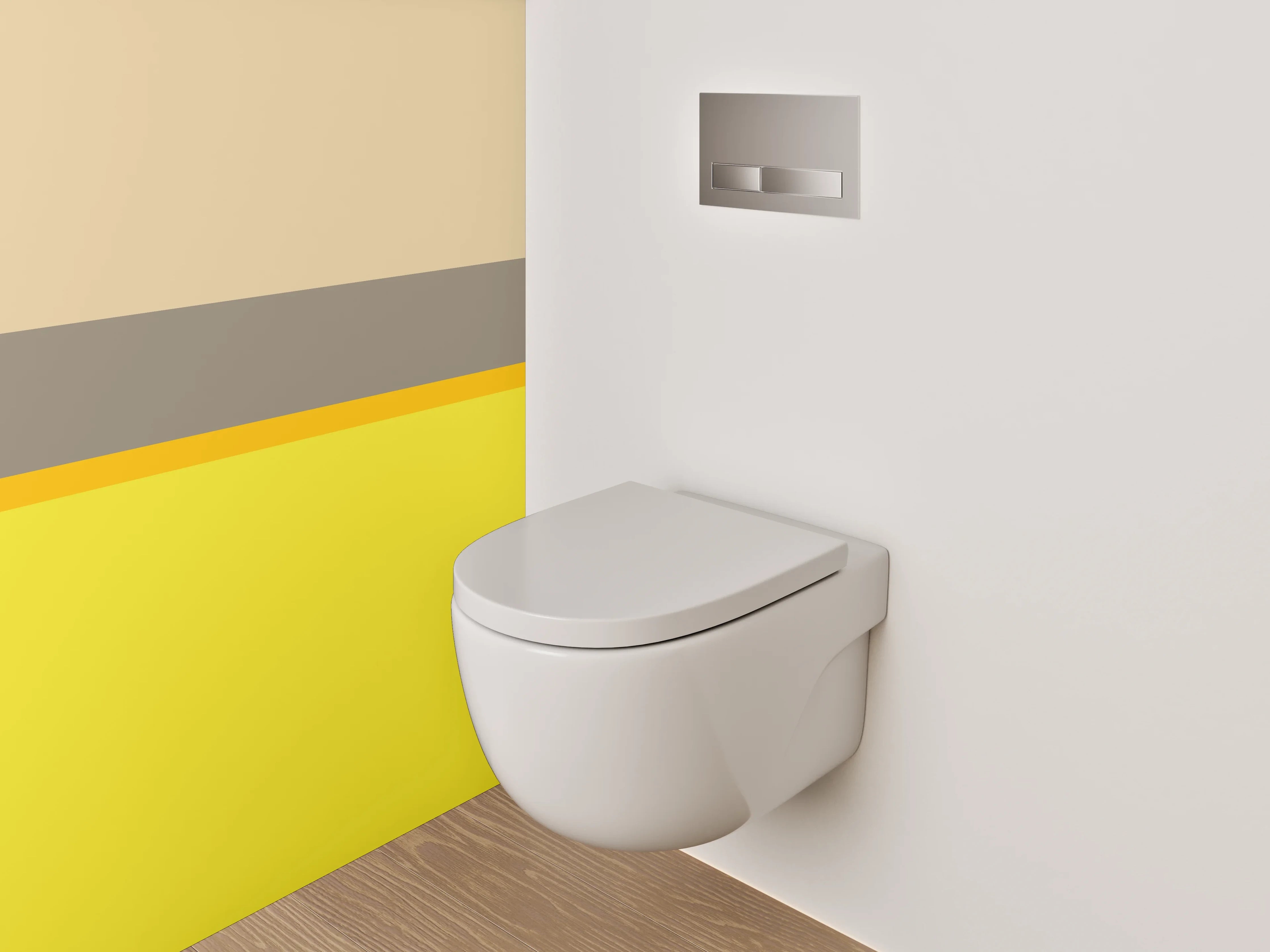 WC-Rückwand - Minimalistische Farbstreifen Gelb Beige Braun