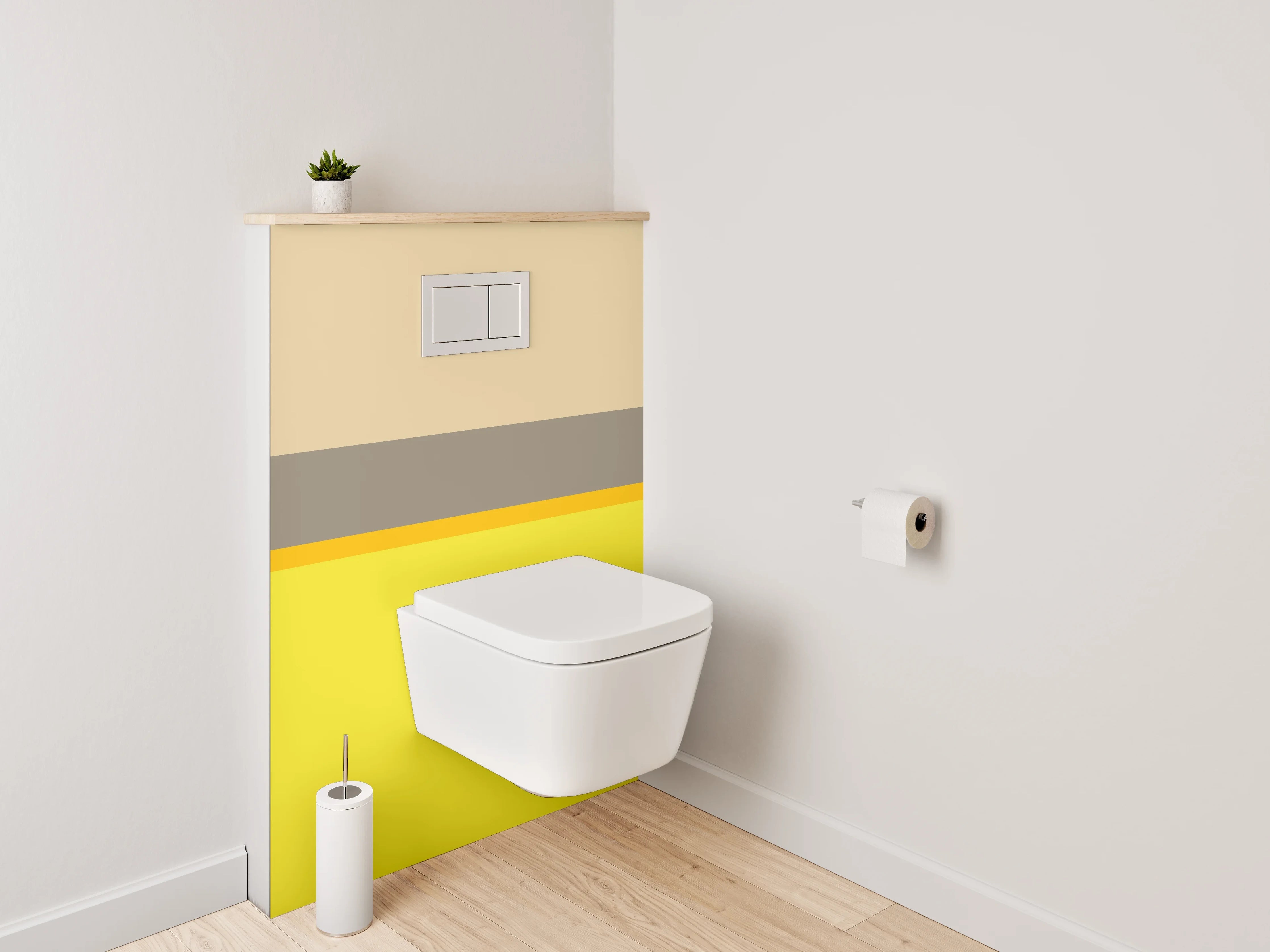 WC-Rückwand - Minimalistische Farbstreifen Gelb Beige Braun