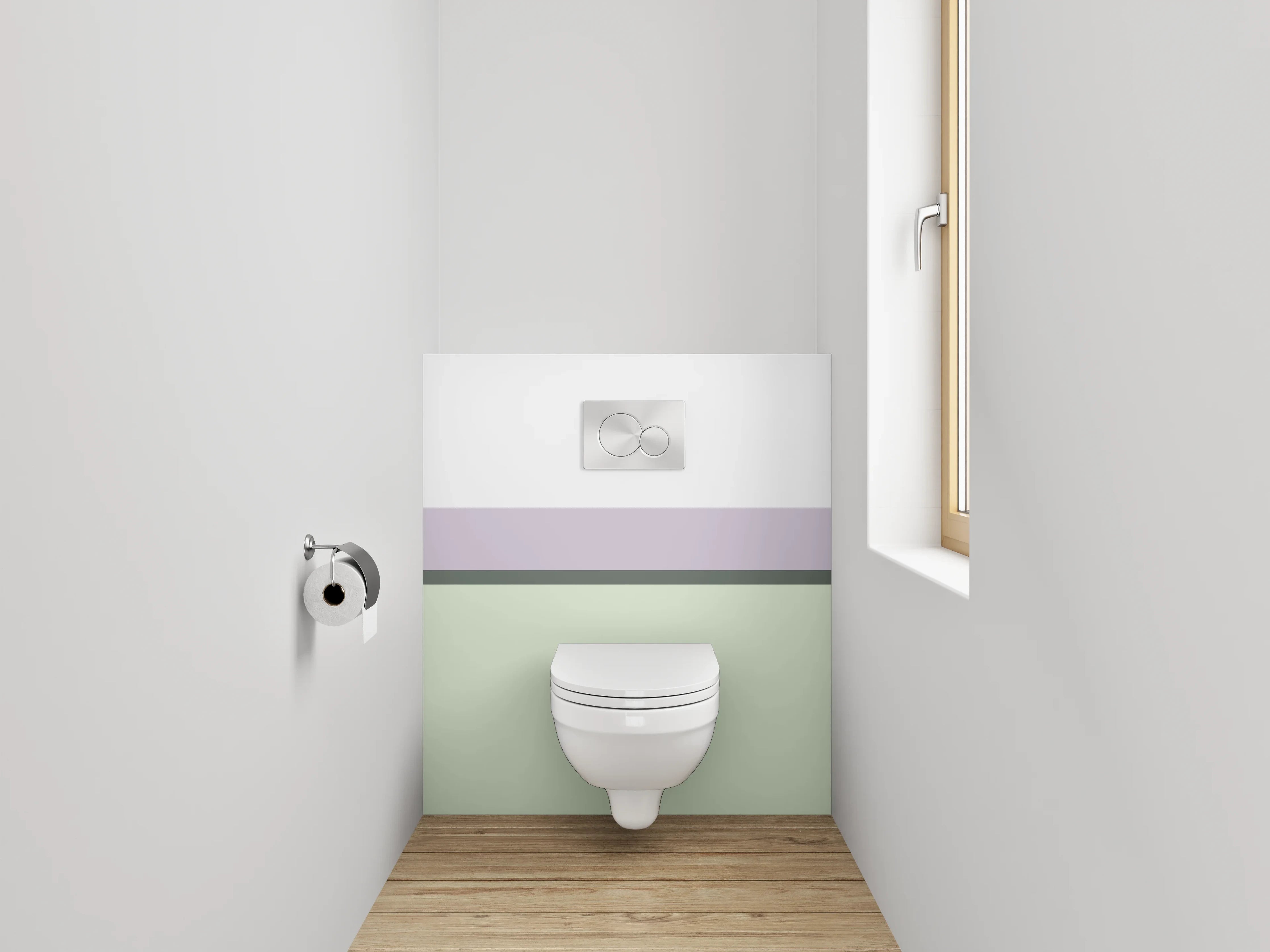 WC-Rückwand - Minimalistische Streifen in Weiß und Pastell