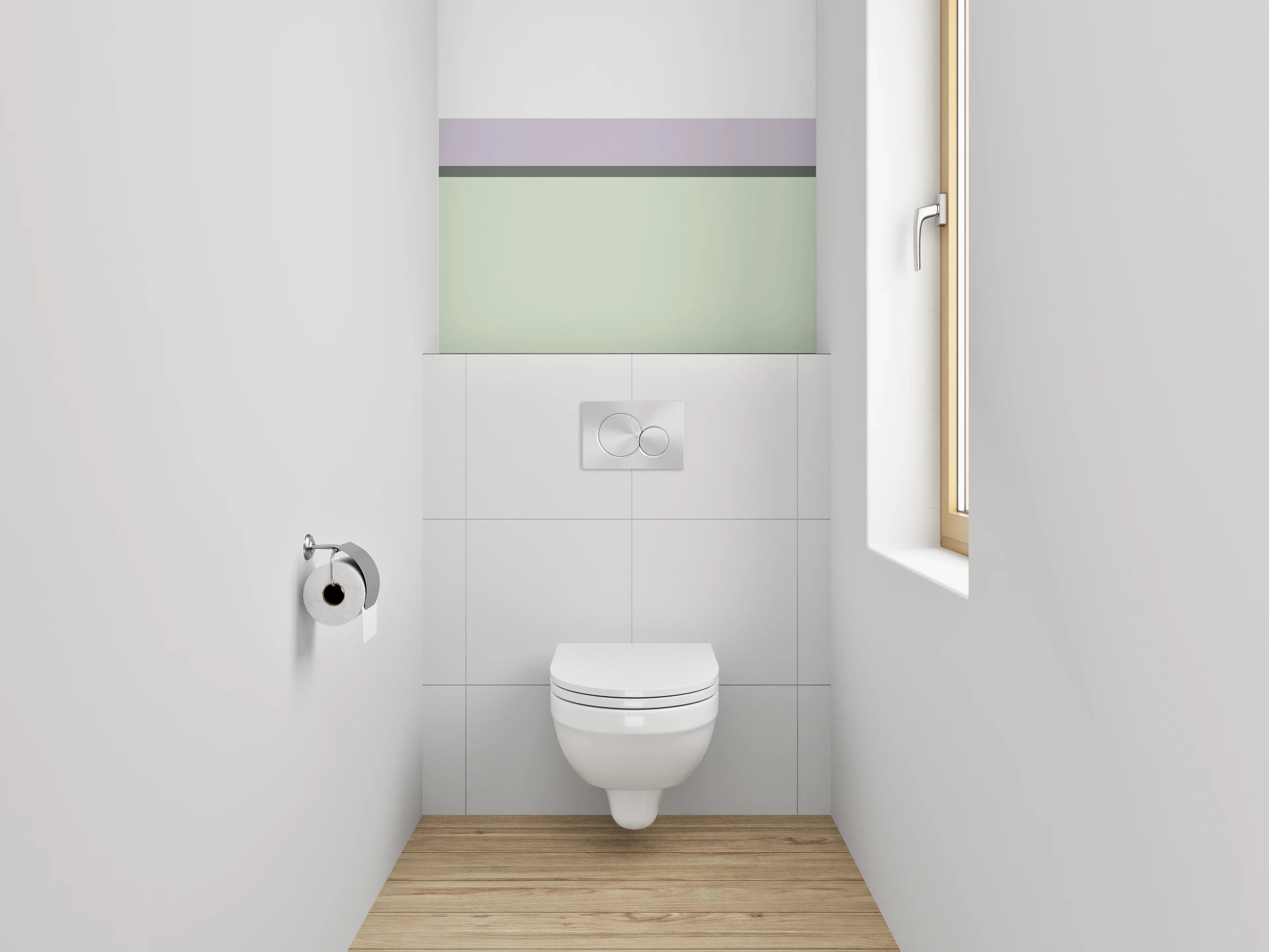 WC-Rückwand - Minimalistische Streifen in Weiß und Pastell
