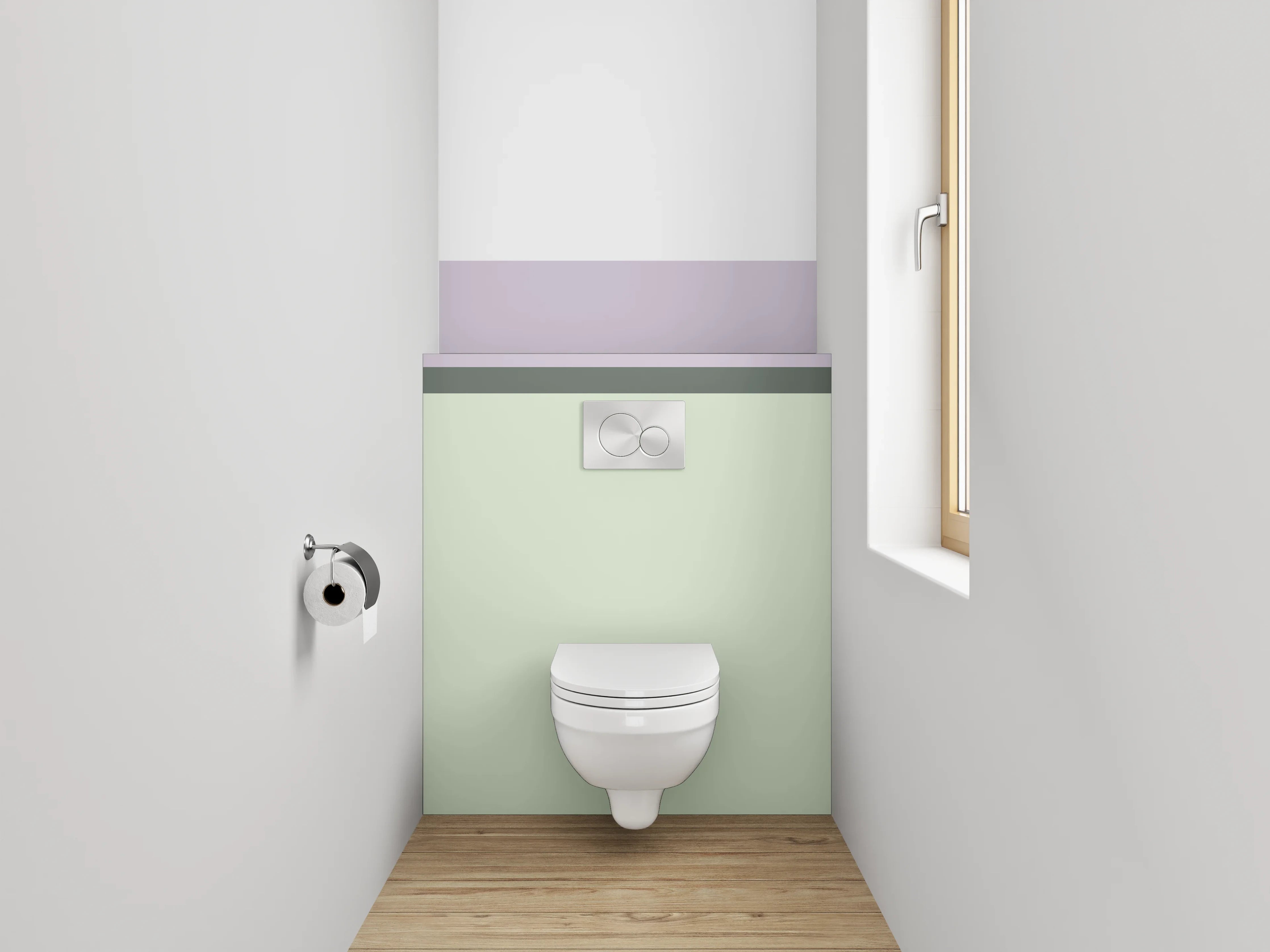 WC-Rückwand - Minimalistische Streifen in Weiß und Pastell