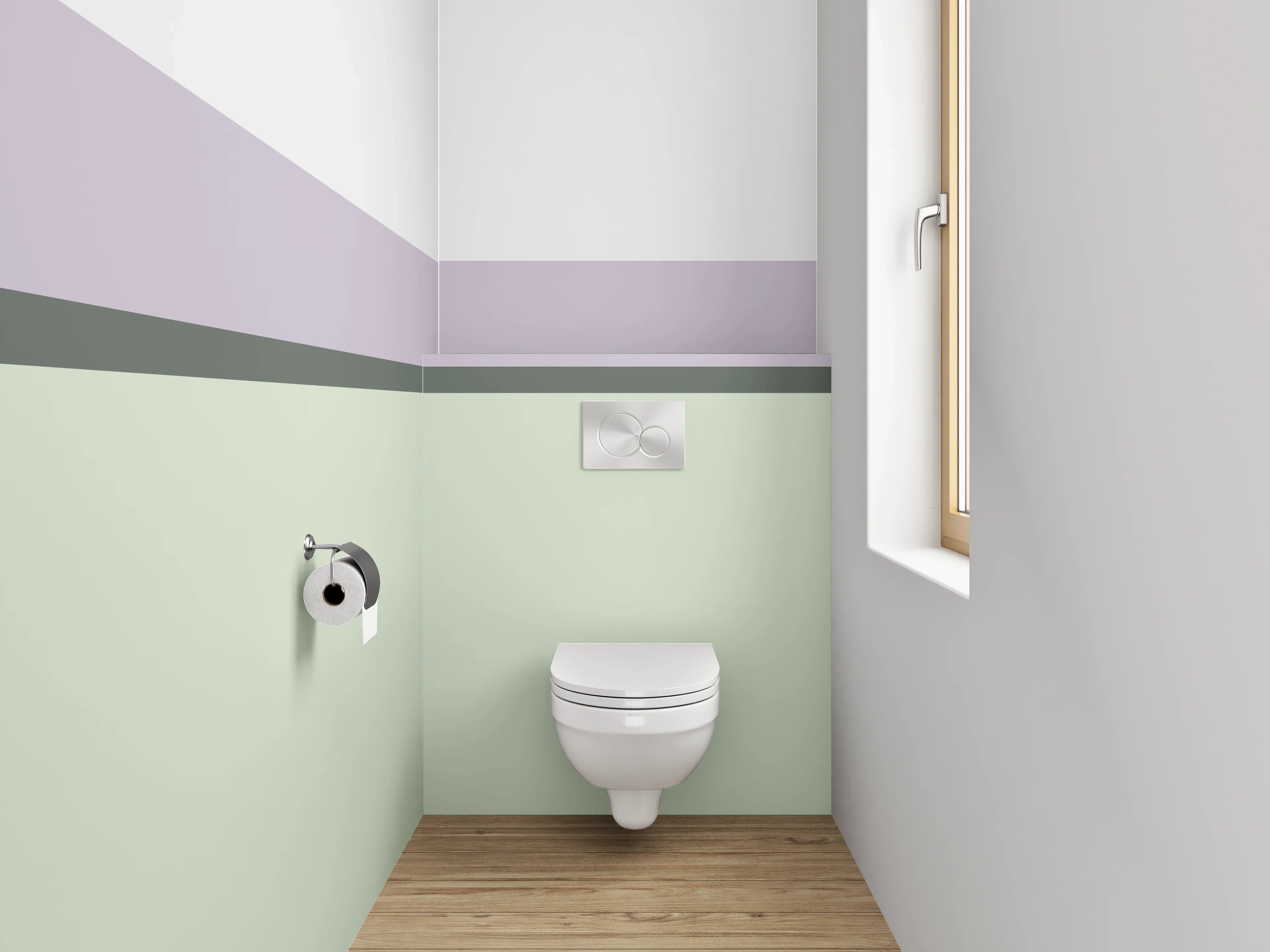 WC-Rückwand - Minimalistische Streifen in Weiß und Pastell