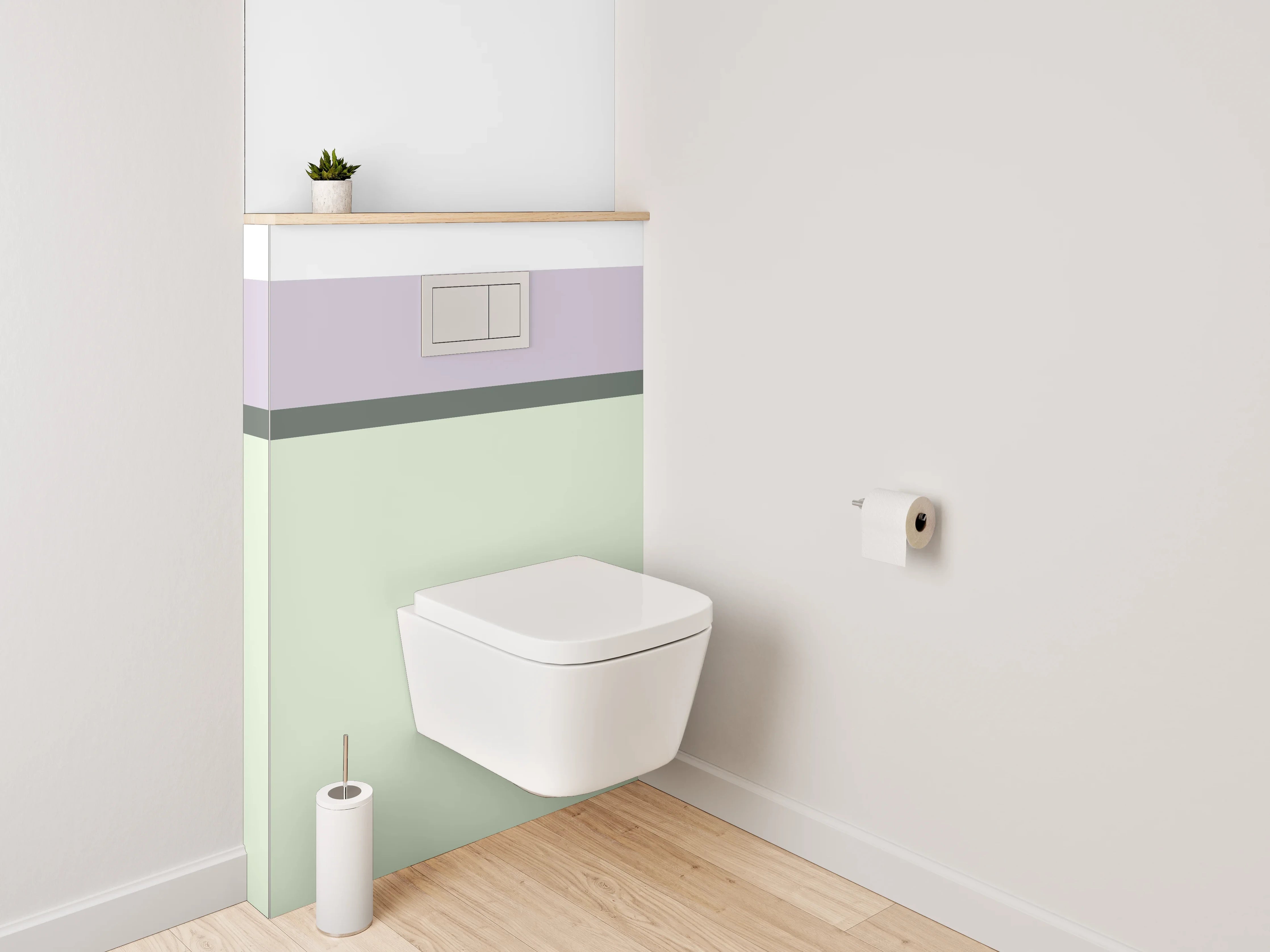 WC-Rückwand - Minimalistische Streifen in Weiß und Pastell