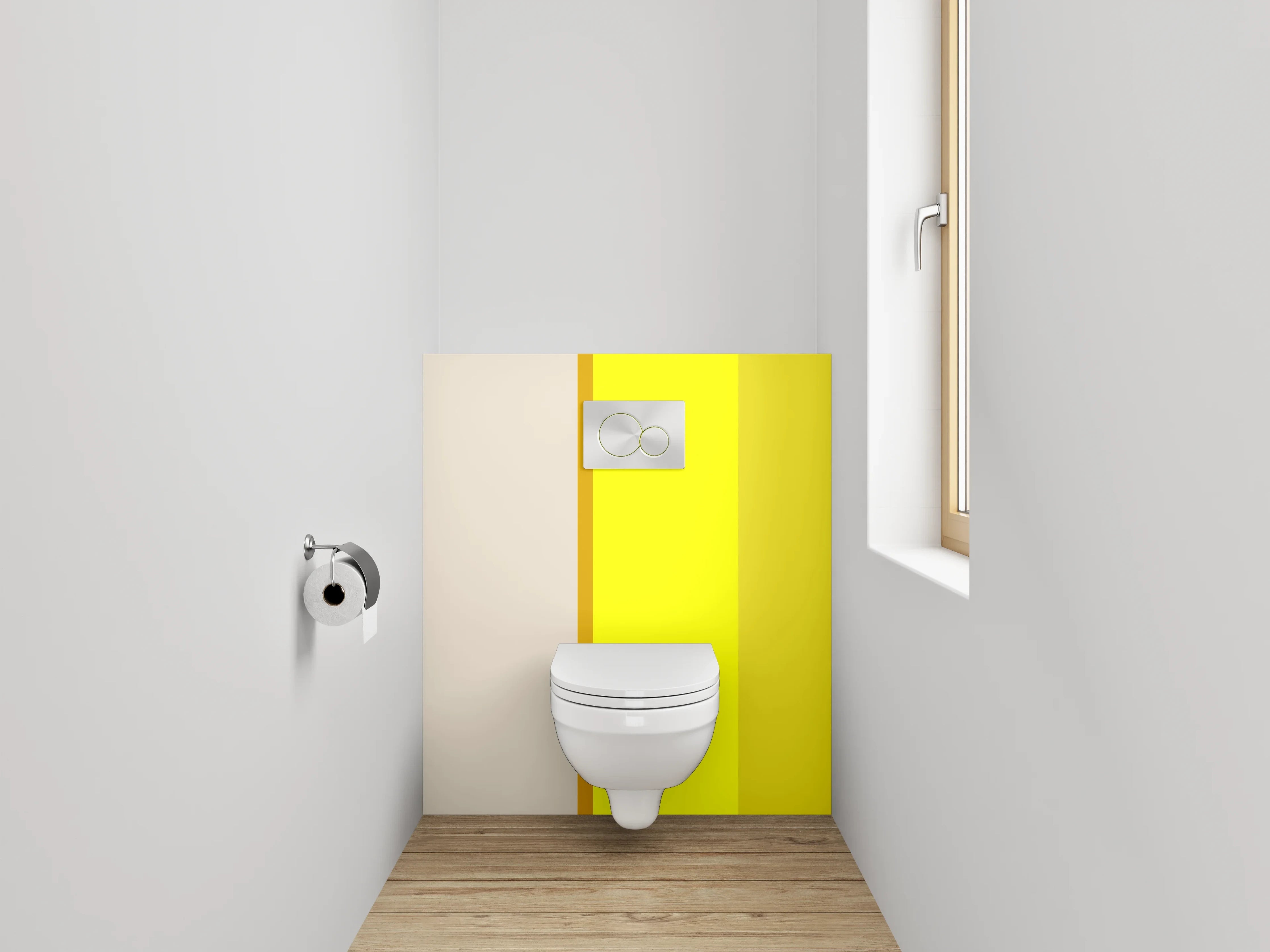 WC-Rückwand - Minimalistische gelb-beige Farbflächen