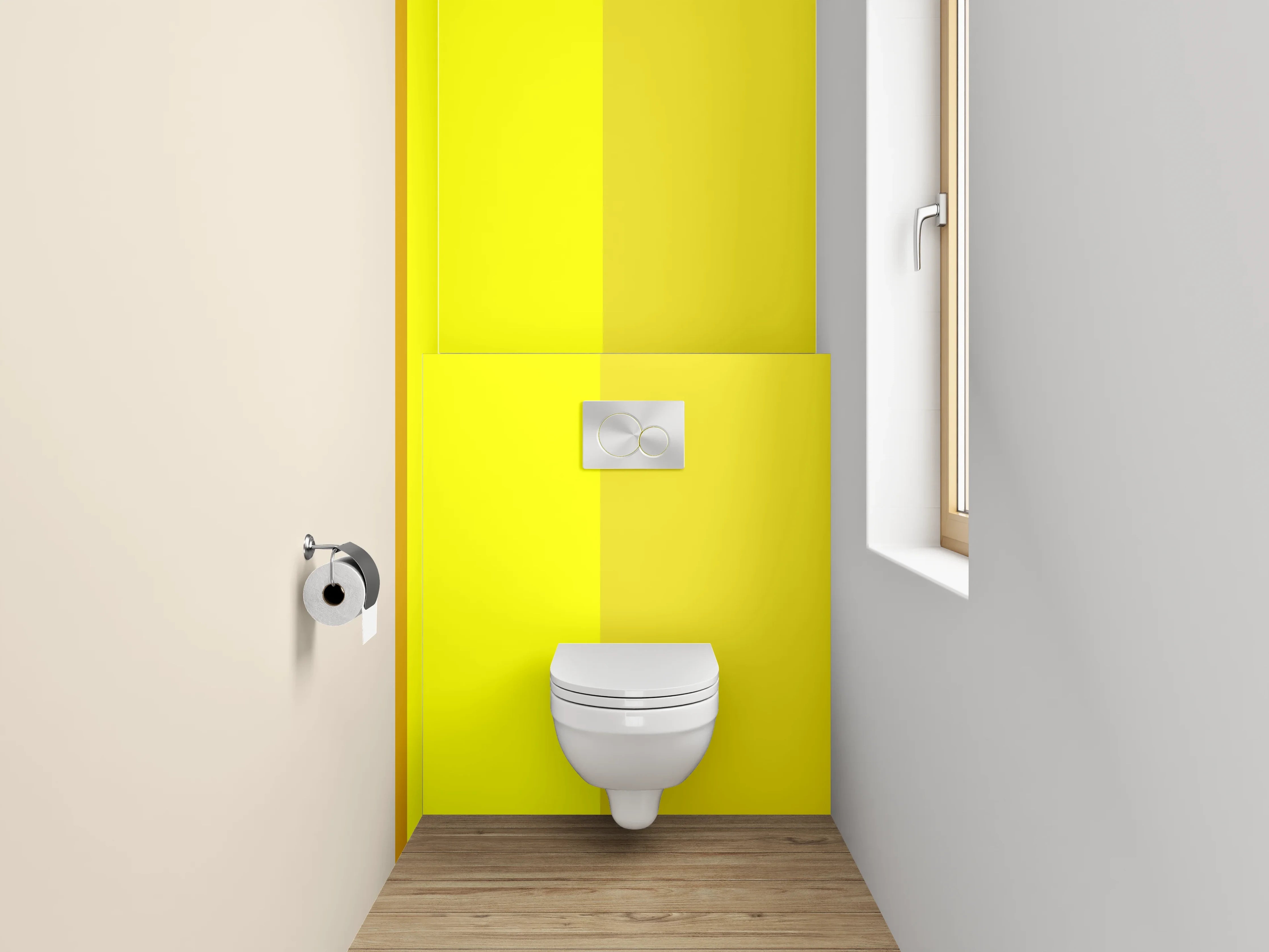 WC-Rückwand - Minimalistische gelb-beige Farbflächen