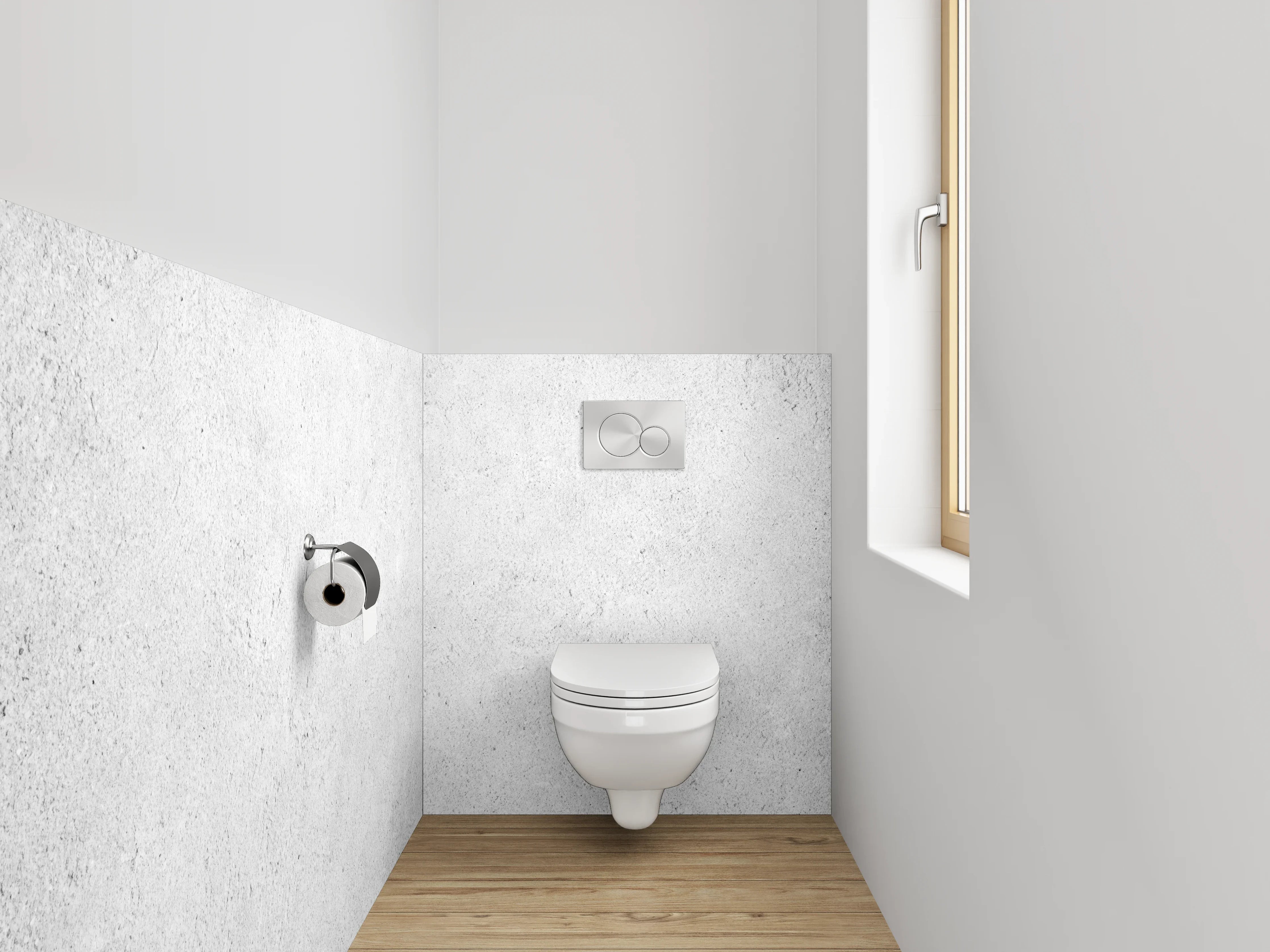 WC-Rückwand - Minimalistische weiße Betonoptik
