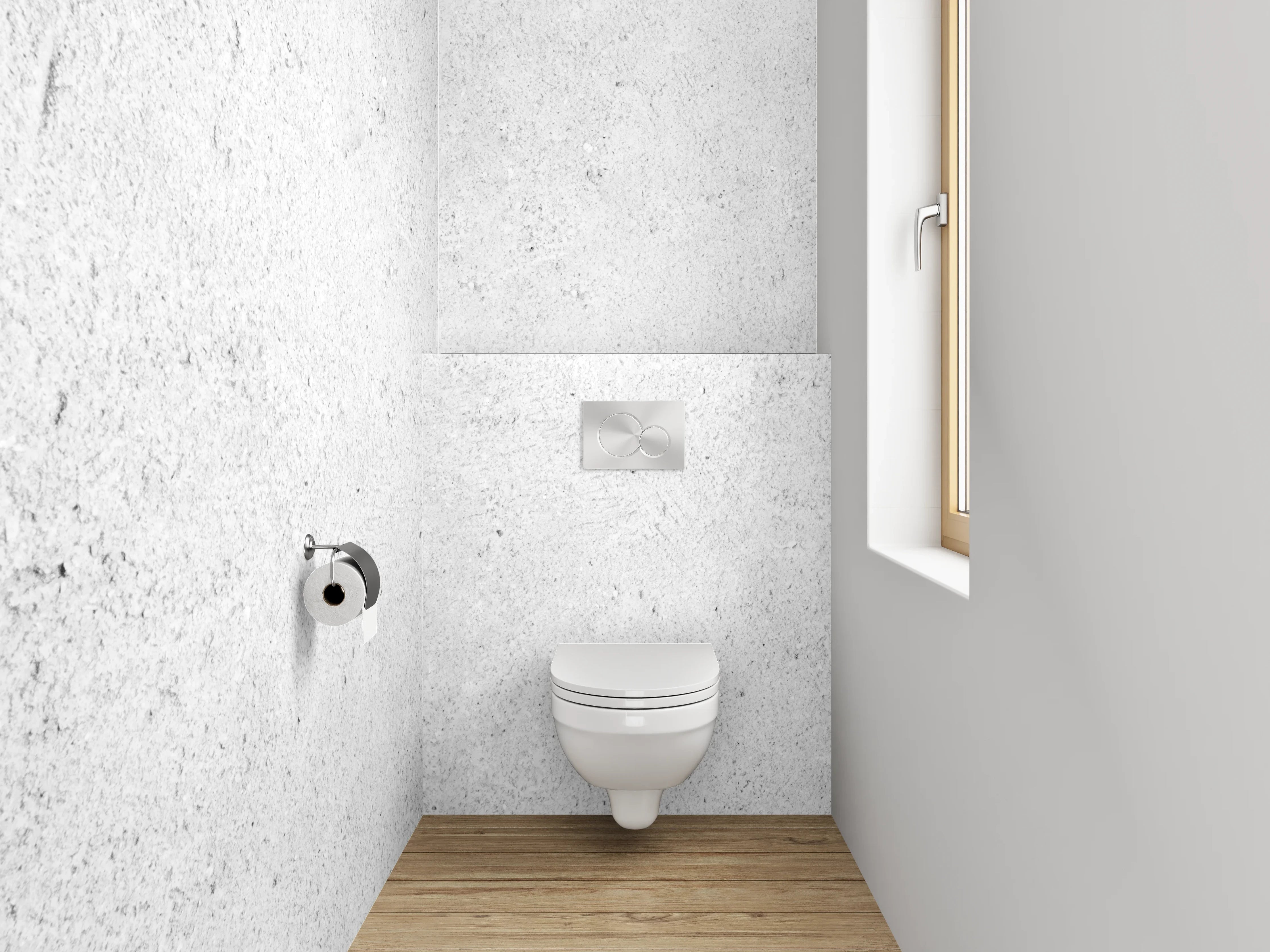 WC-Rückwand - Minimalistische weiße Betonoptik
