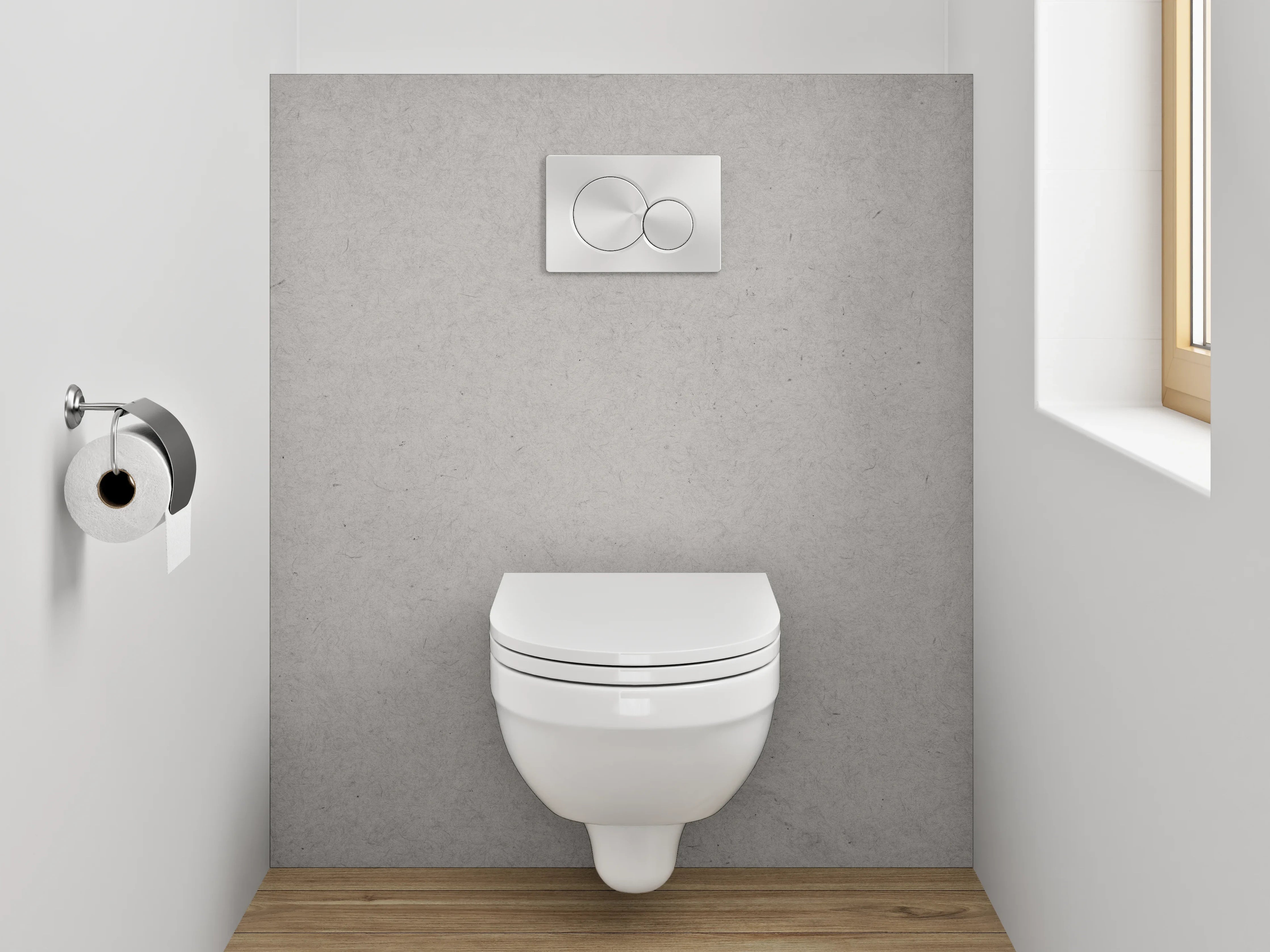 WC-Rückwand - Minimalistische weiße Struktur, dezent grau