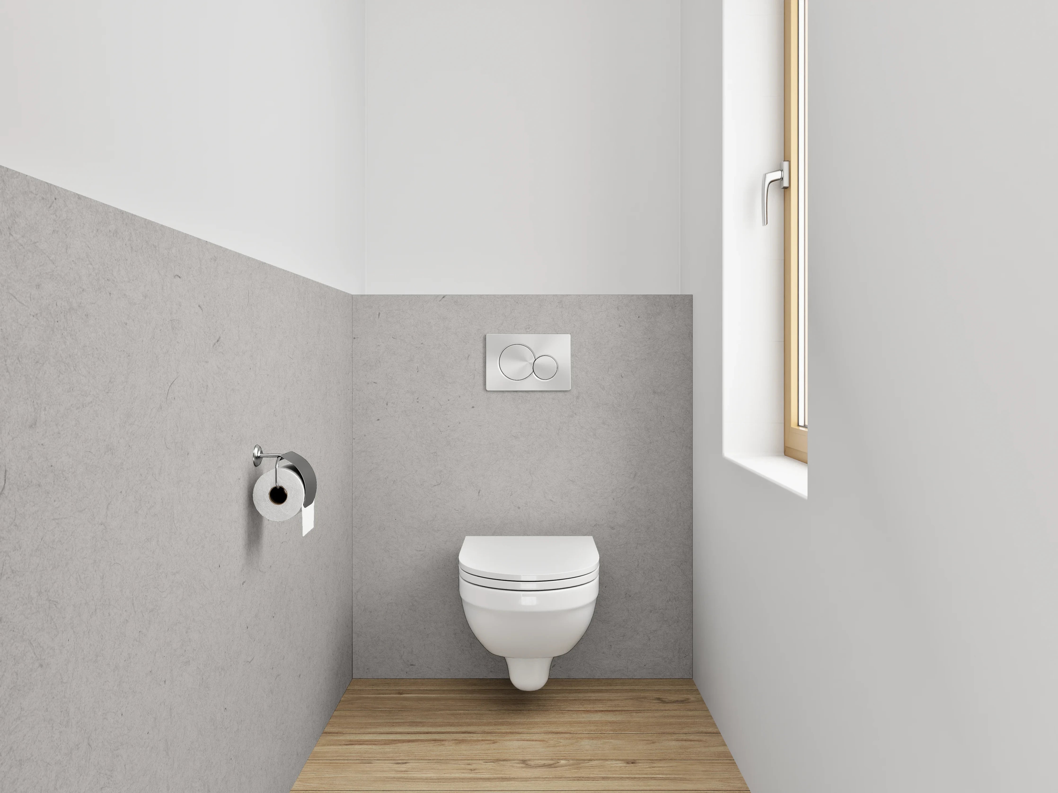 WC-Rückwand - Minimalistische weiße Struktur, dezent grau