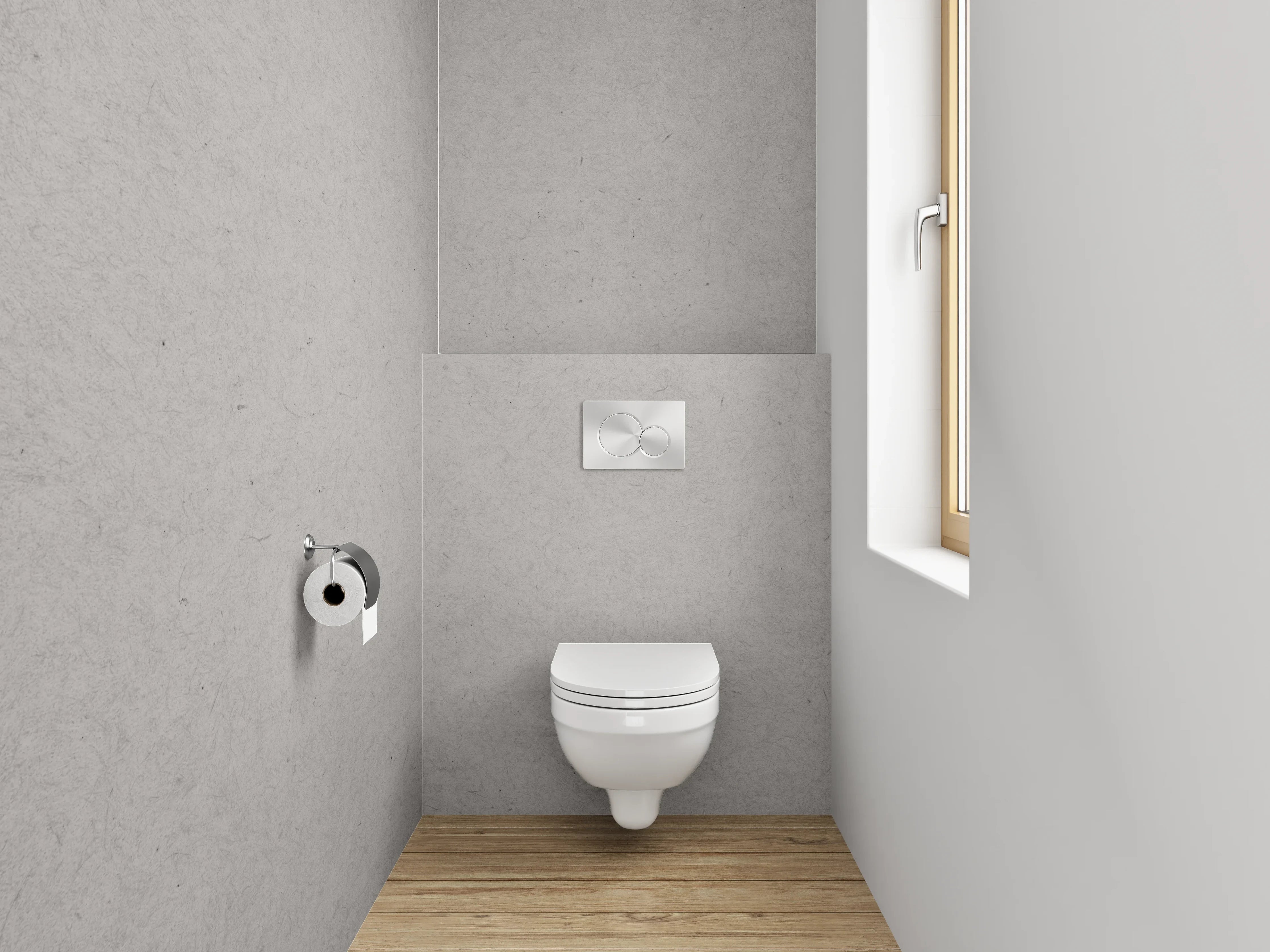 WC-Rückwand - Minimalistische weiße Struktur, dezent grau