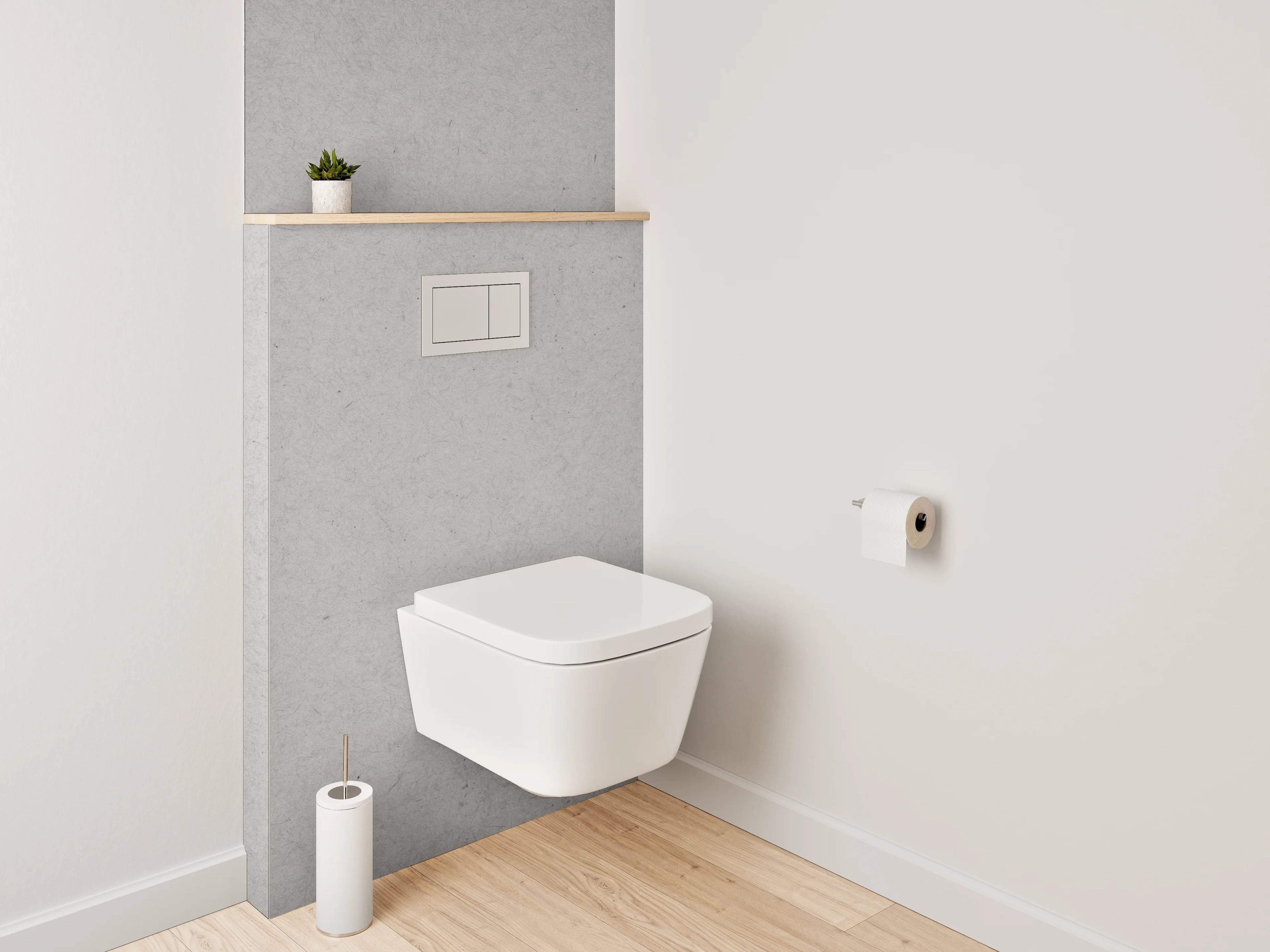 WC-Rückwand - Minimalistische weiße Struktur, dezent grau