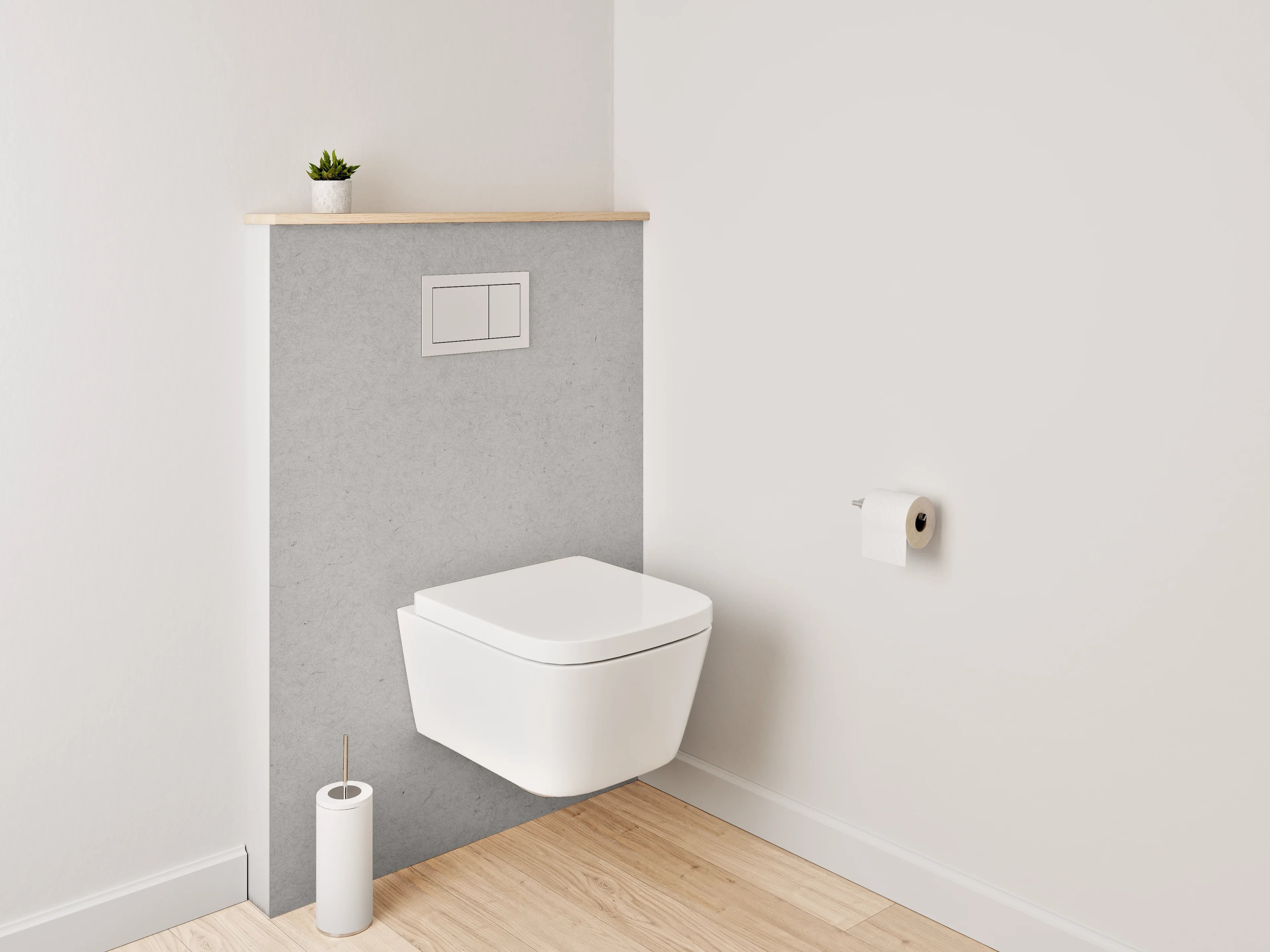 WC-Rückwand - Minimalistische weiße Struktur, dezent grau