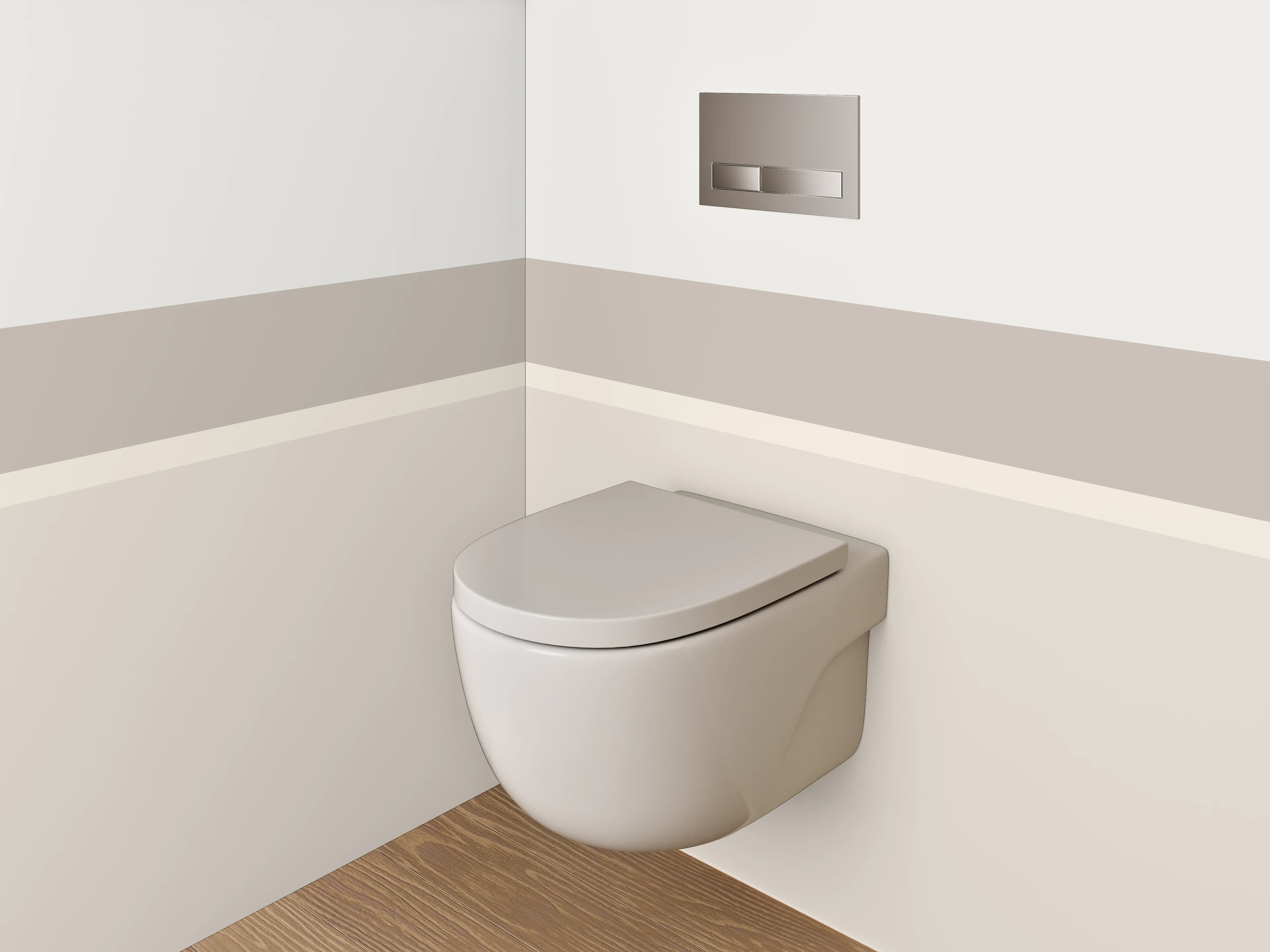 WC-Rückwand - Minimalistische weiße und beigetöne Wand