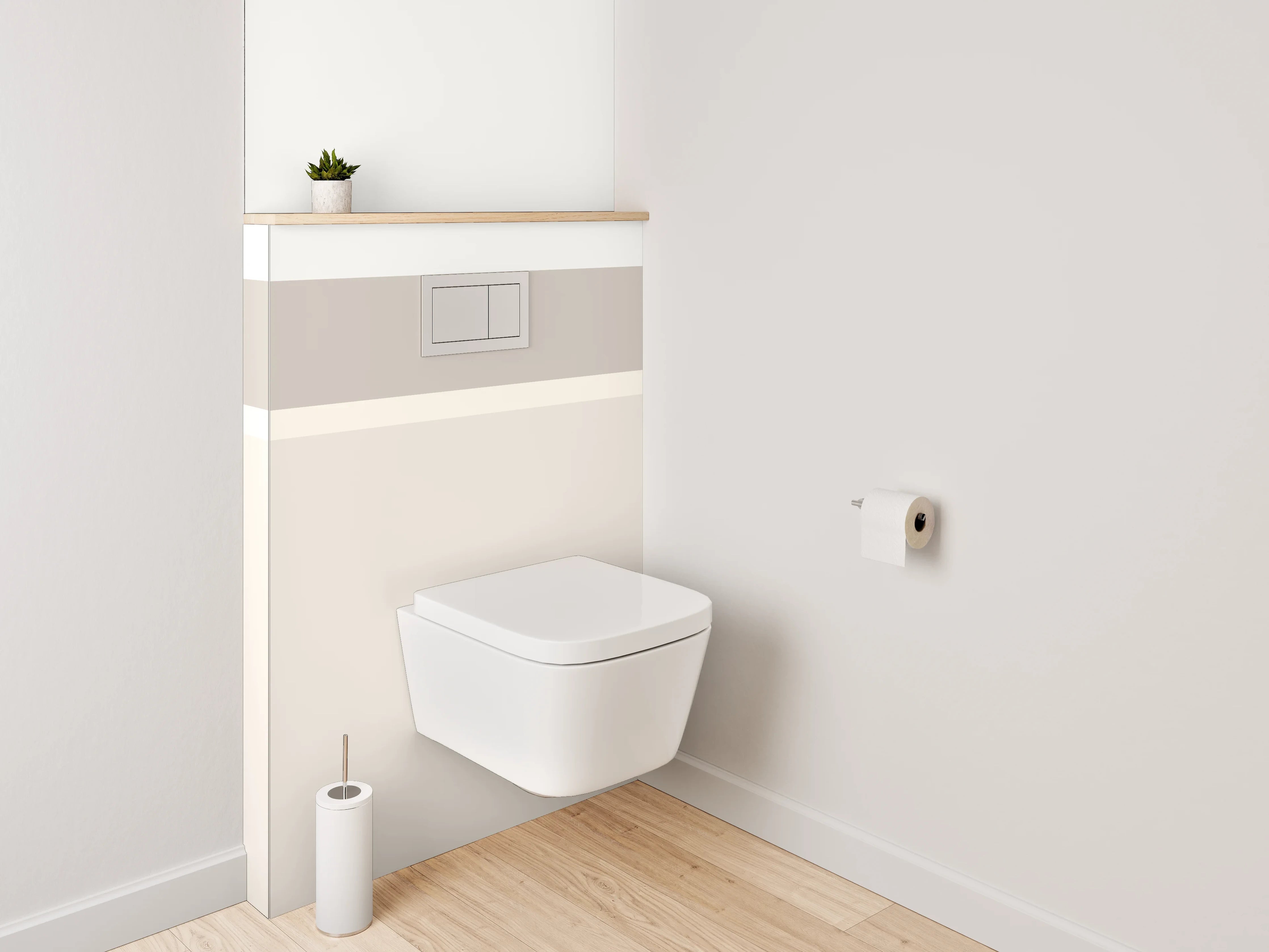WC-Rückwand - Minimalistische weiße und beigetöne Wand