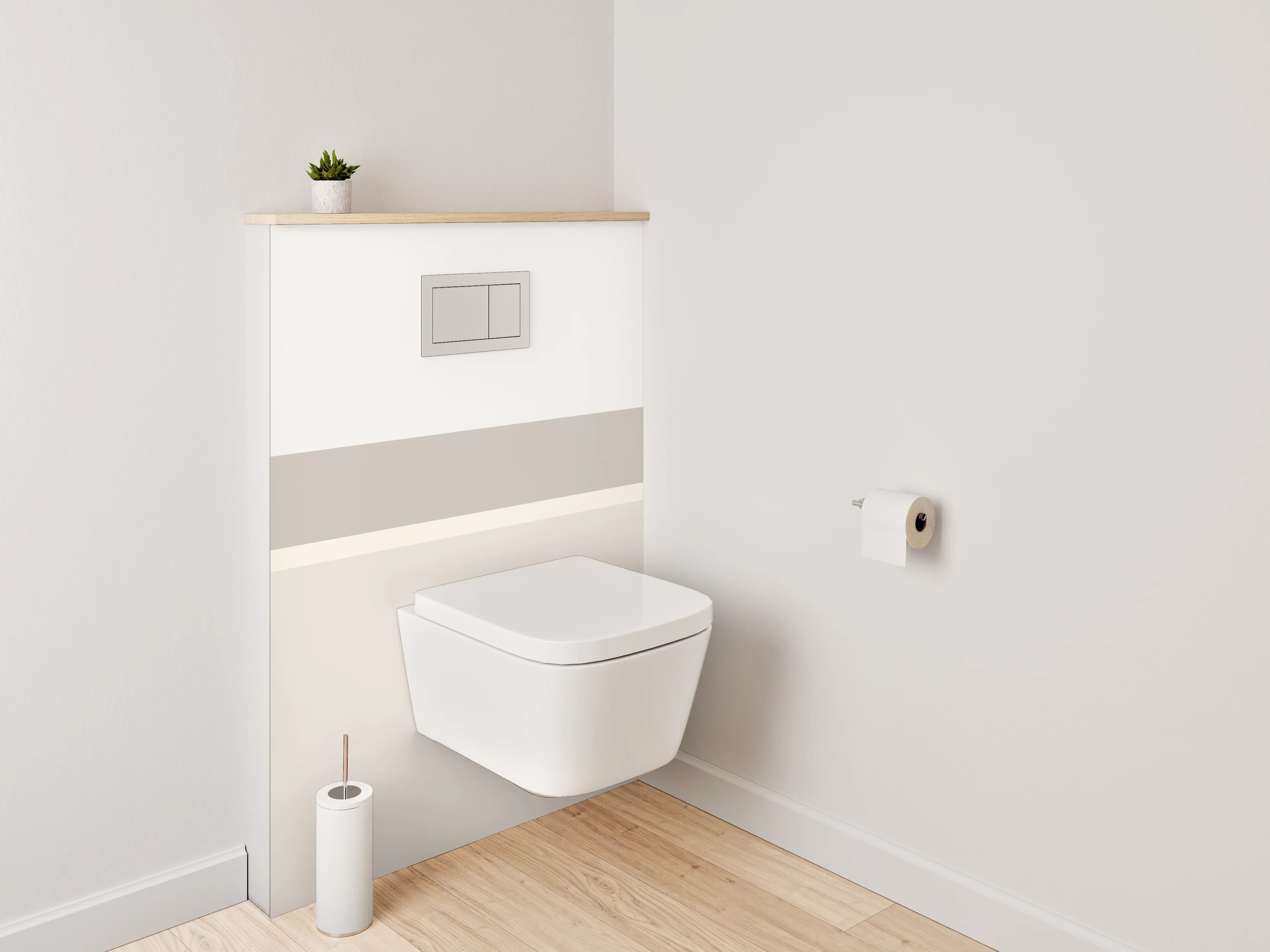 WC-Rückwand - Minimalistische weiße und beigetöne Wand