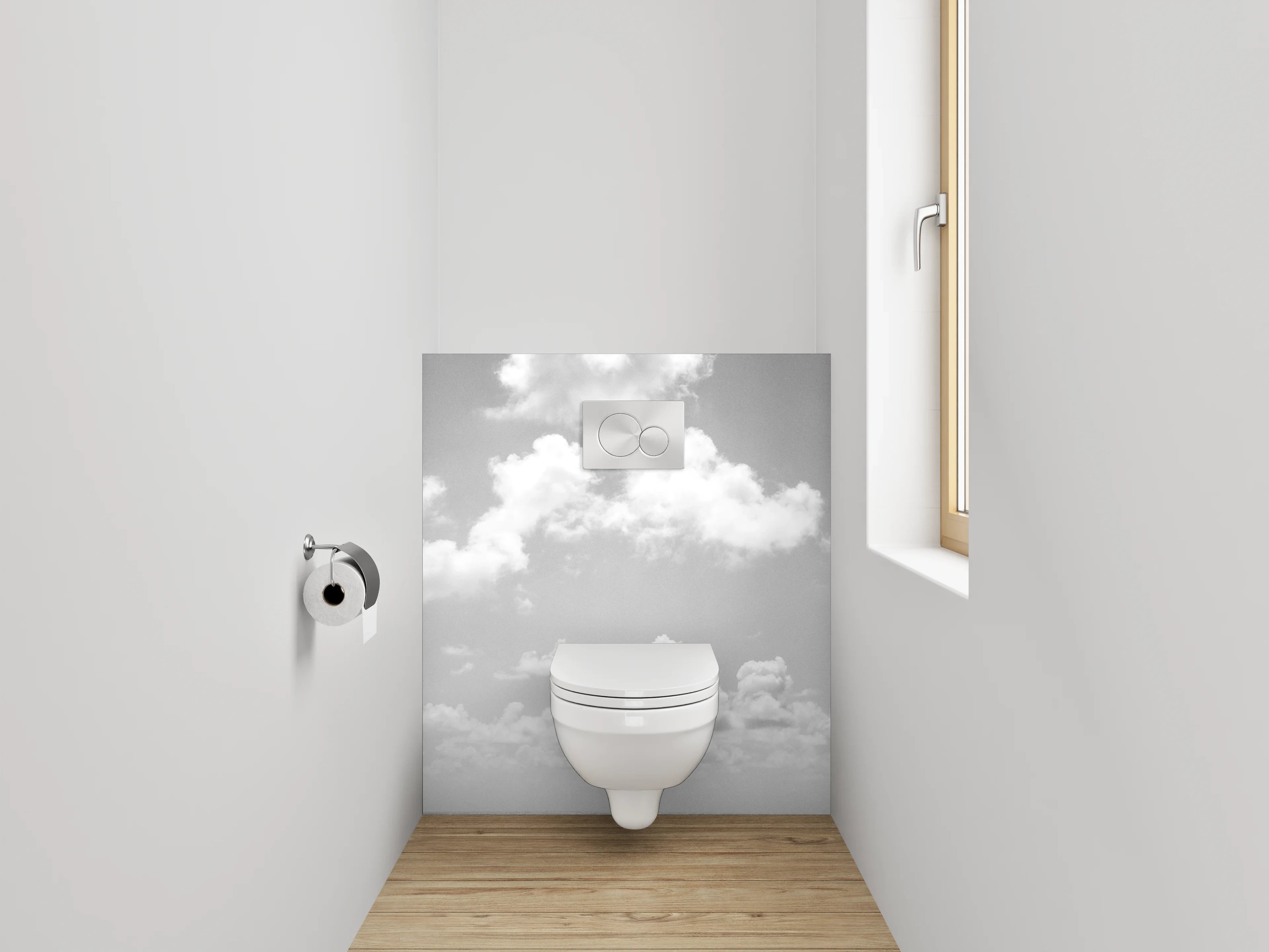 WC-Rückwand - Minimalistischer Himmel über dem Meer – Schwarz-Weiß
