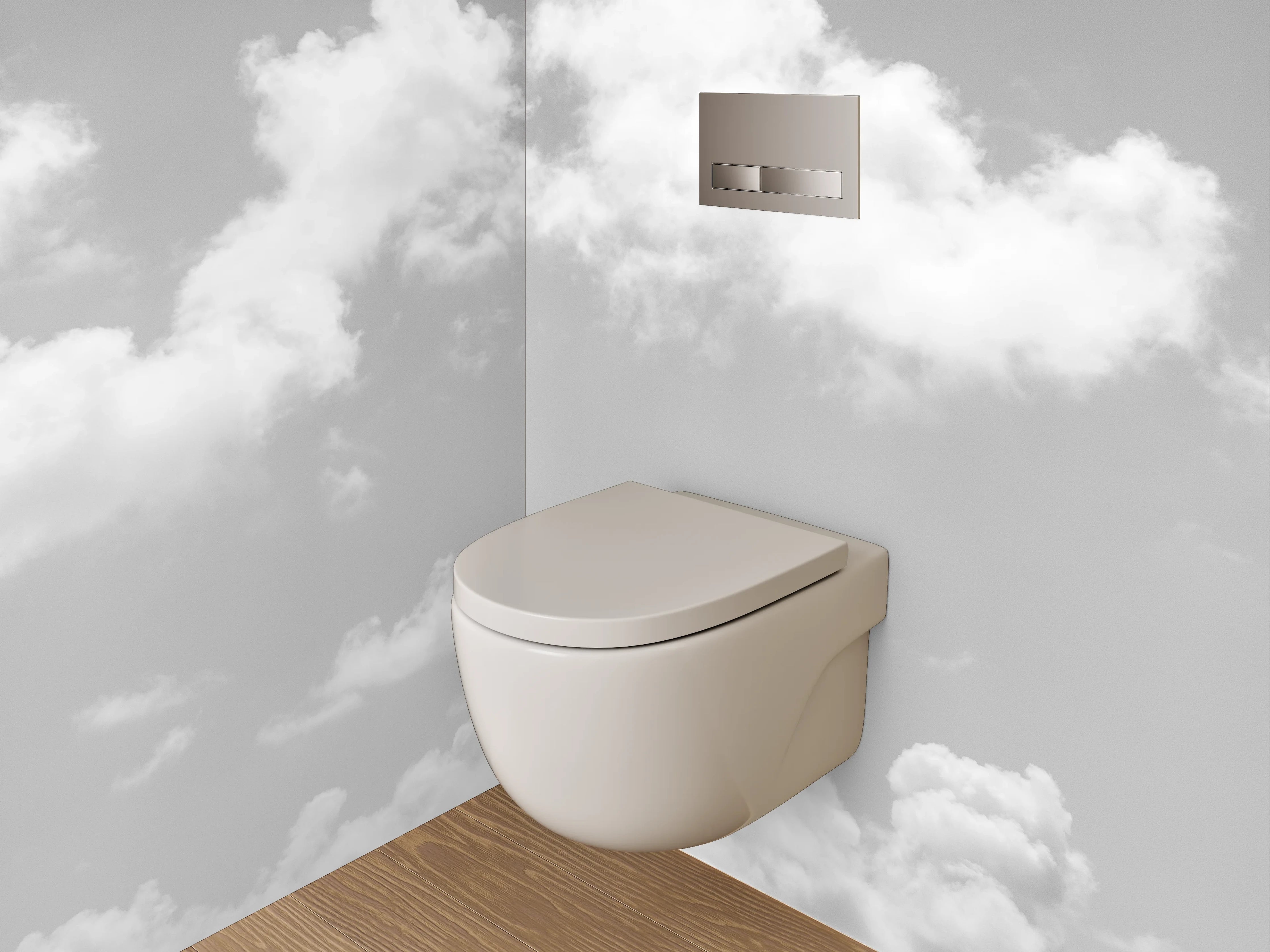 WC-Rückwand - Minimalistischer Himmel über dem Meer – Schwarz-Weiß