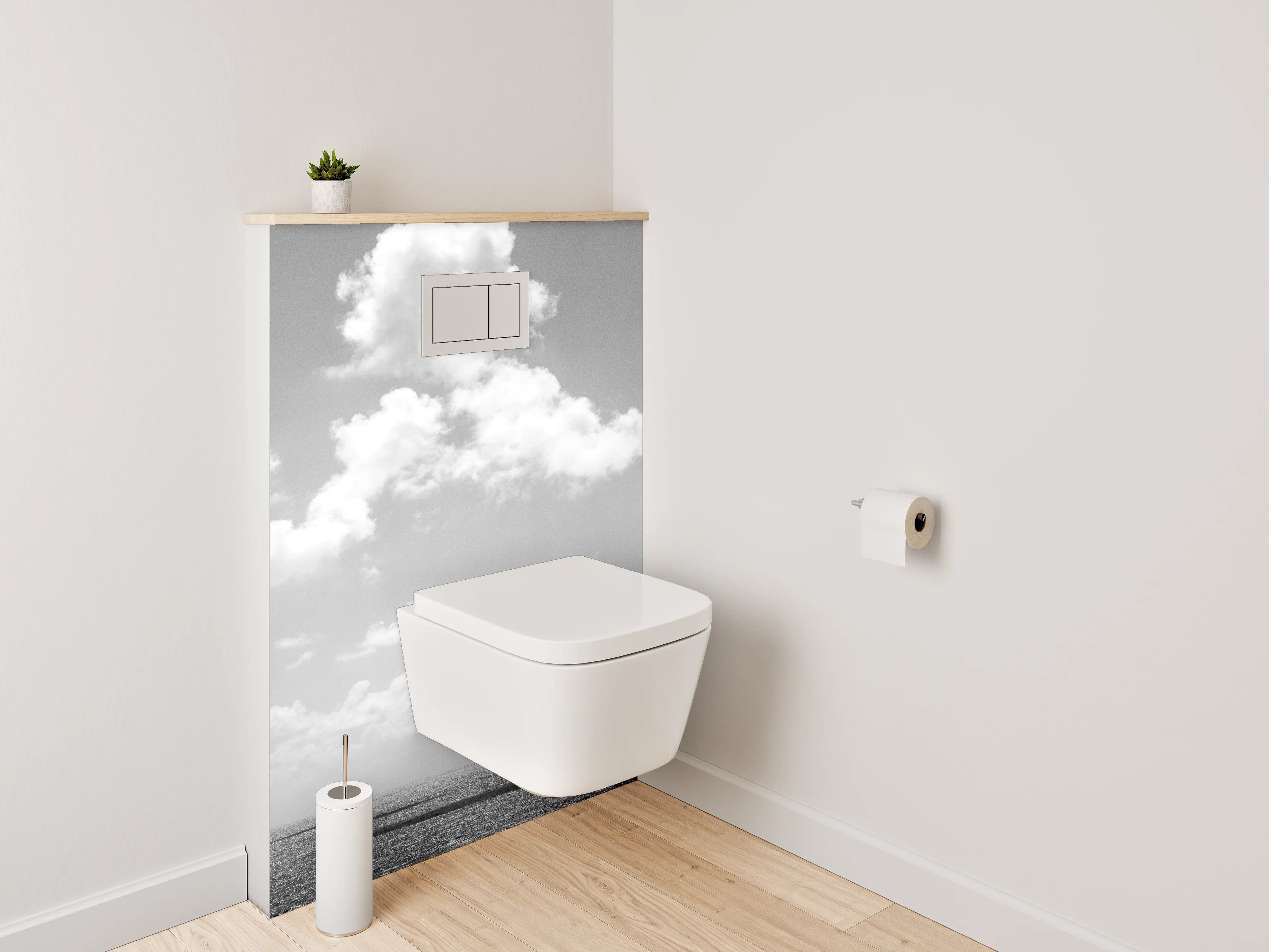 WC-Rückwand - Minimalistischer Himmel über dem Meer – Schwarz-Weiß