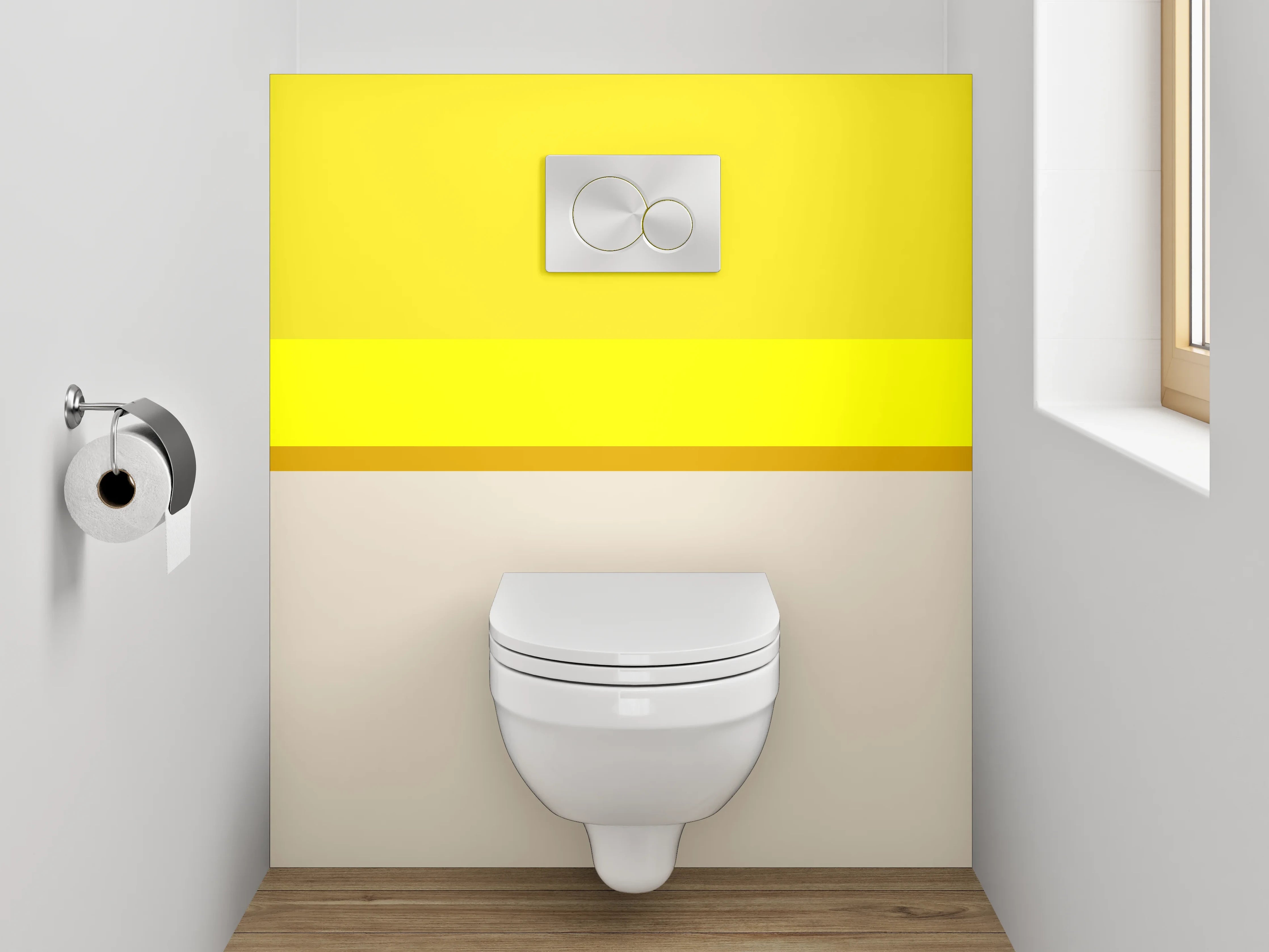 WC-Rückwand - Minimalistisches Farbbalken-Motiv Gelb Beige
