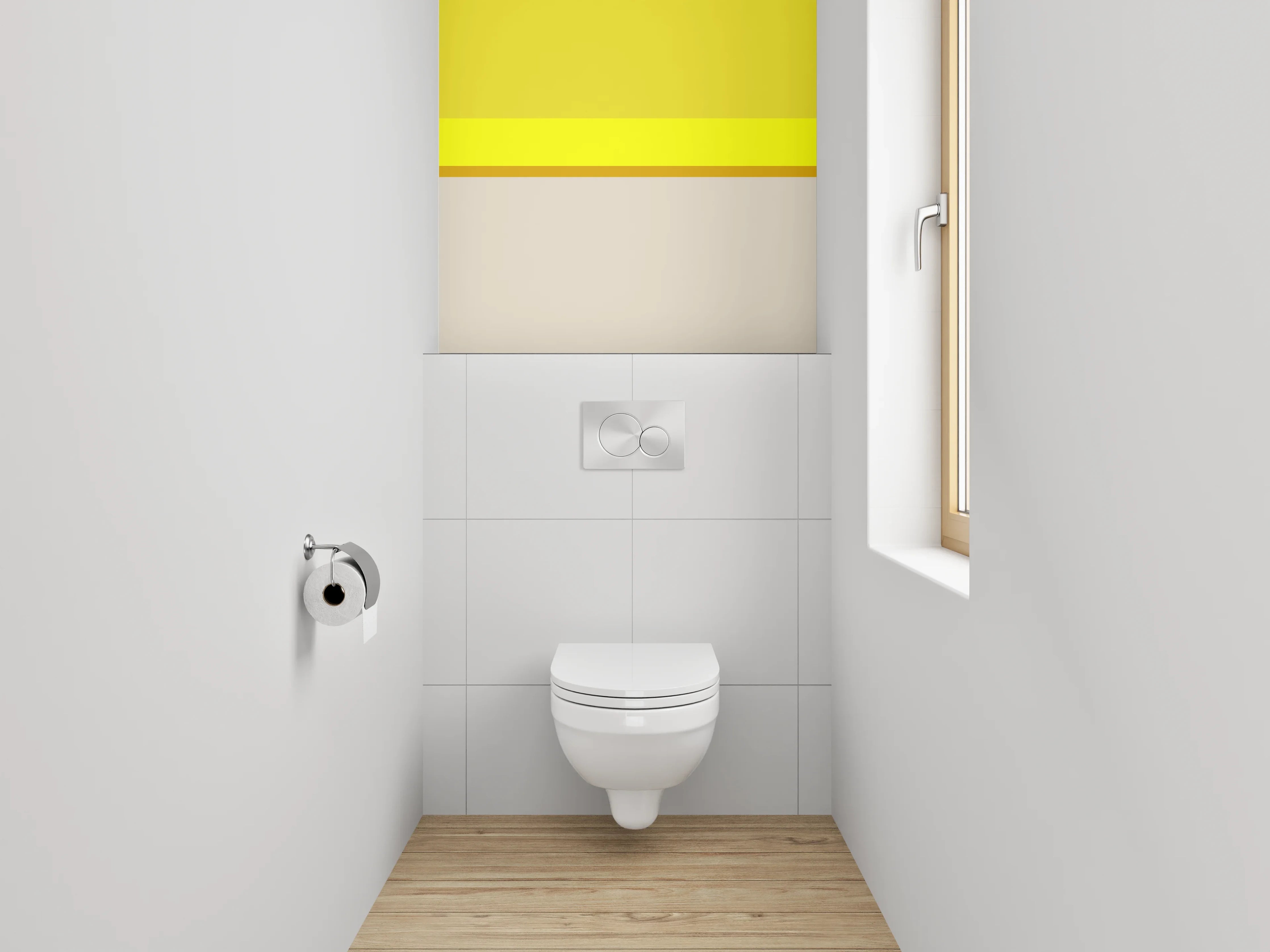 WC-Rückwand - Minimalistisches Farbbalken-Motiv Gelb Beige