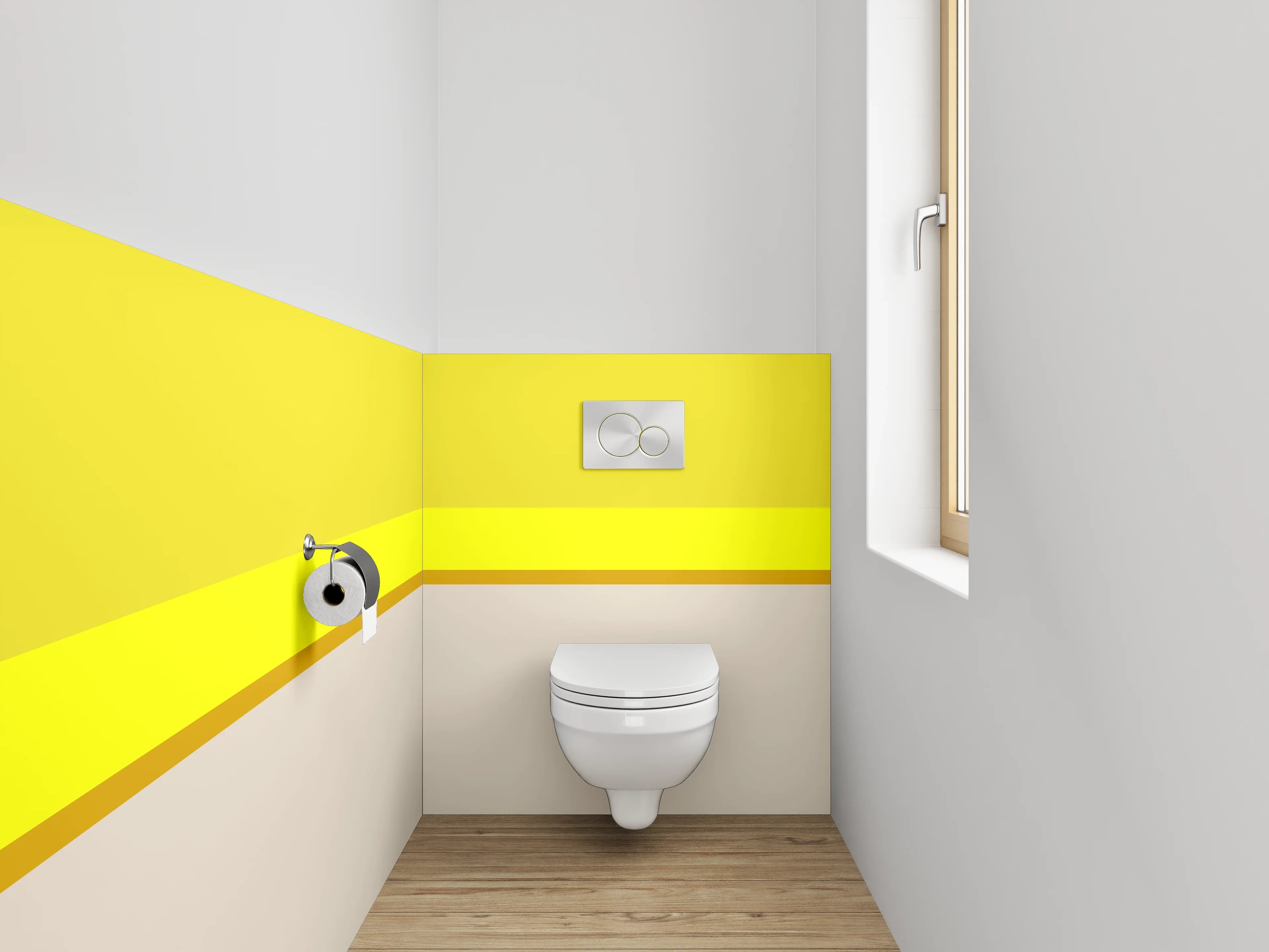 WC-Rückwand - Minimalistisches Farbbalken-Motiv Gelb Beige