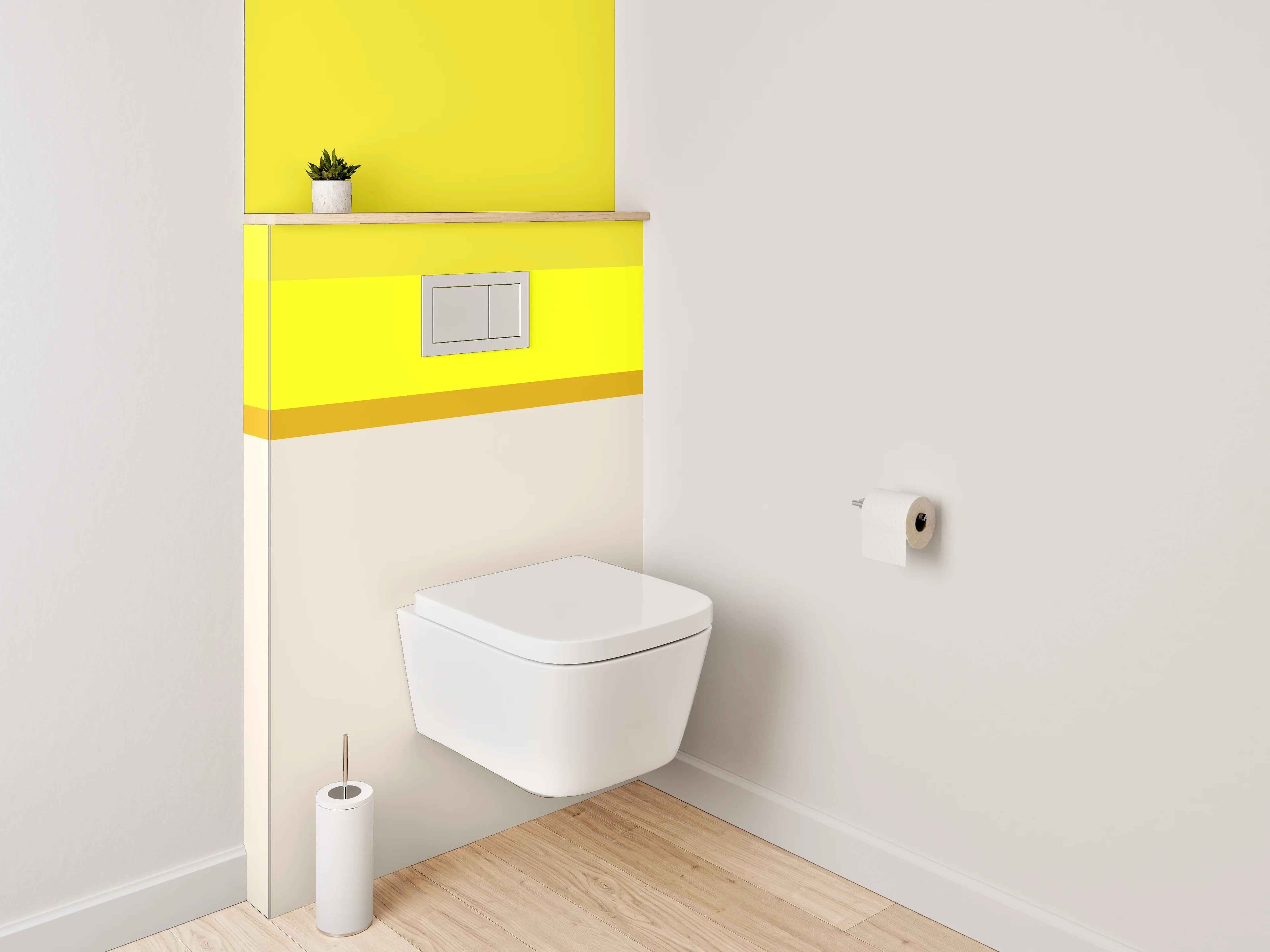 WC-Rückwand - Minimalistisches Farbbalken-Motiv Gelb Beige