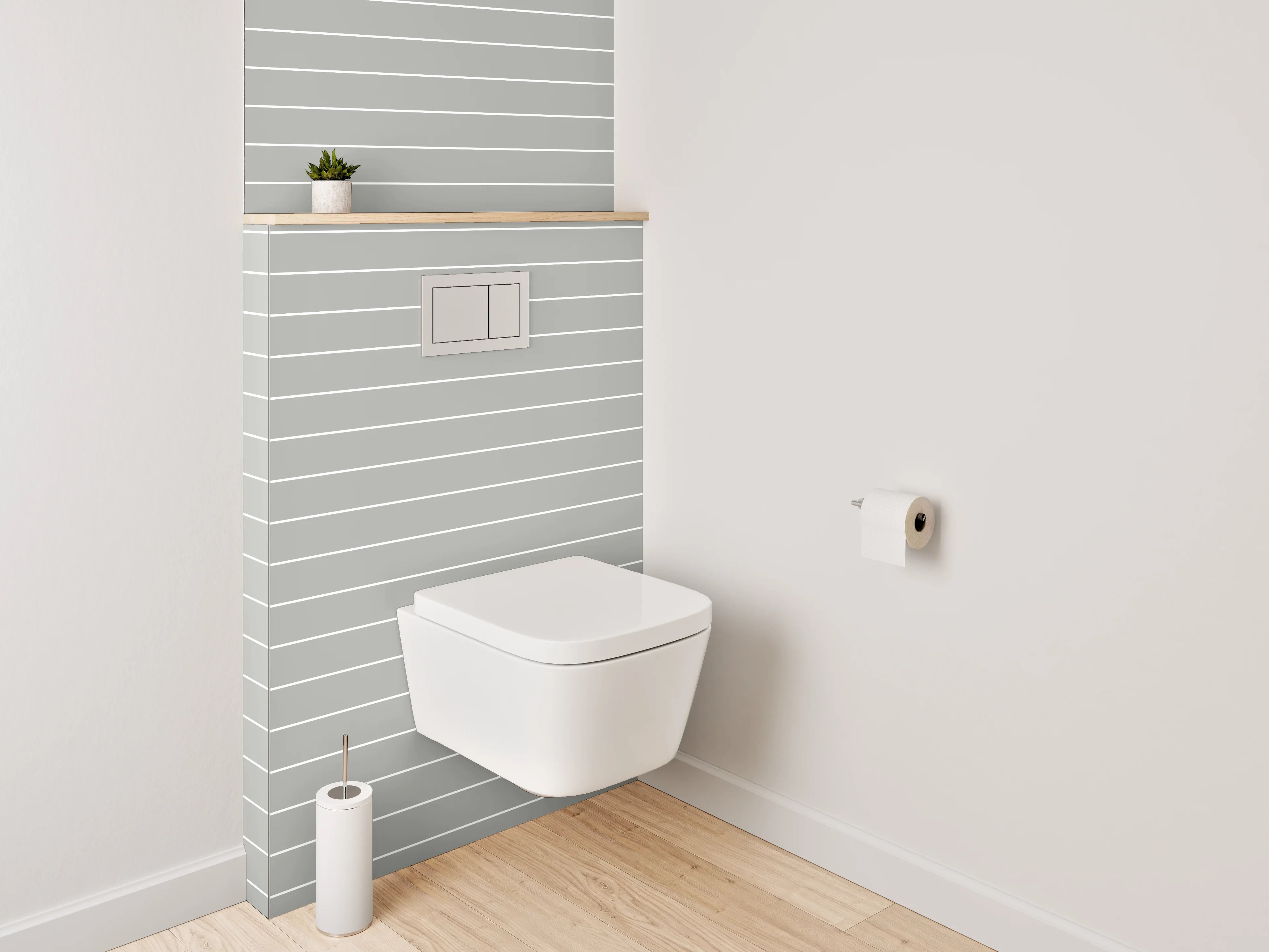 WC-Rückwand - Minimalistisches Linienmuster Grau Weiß