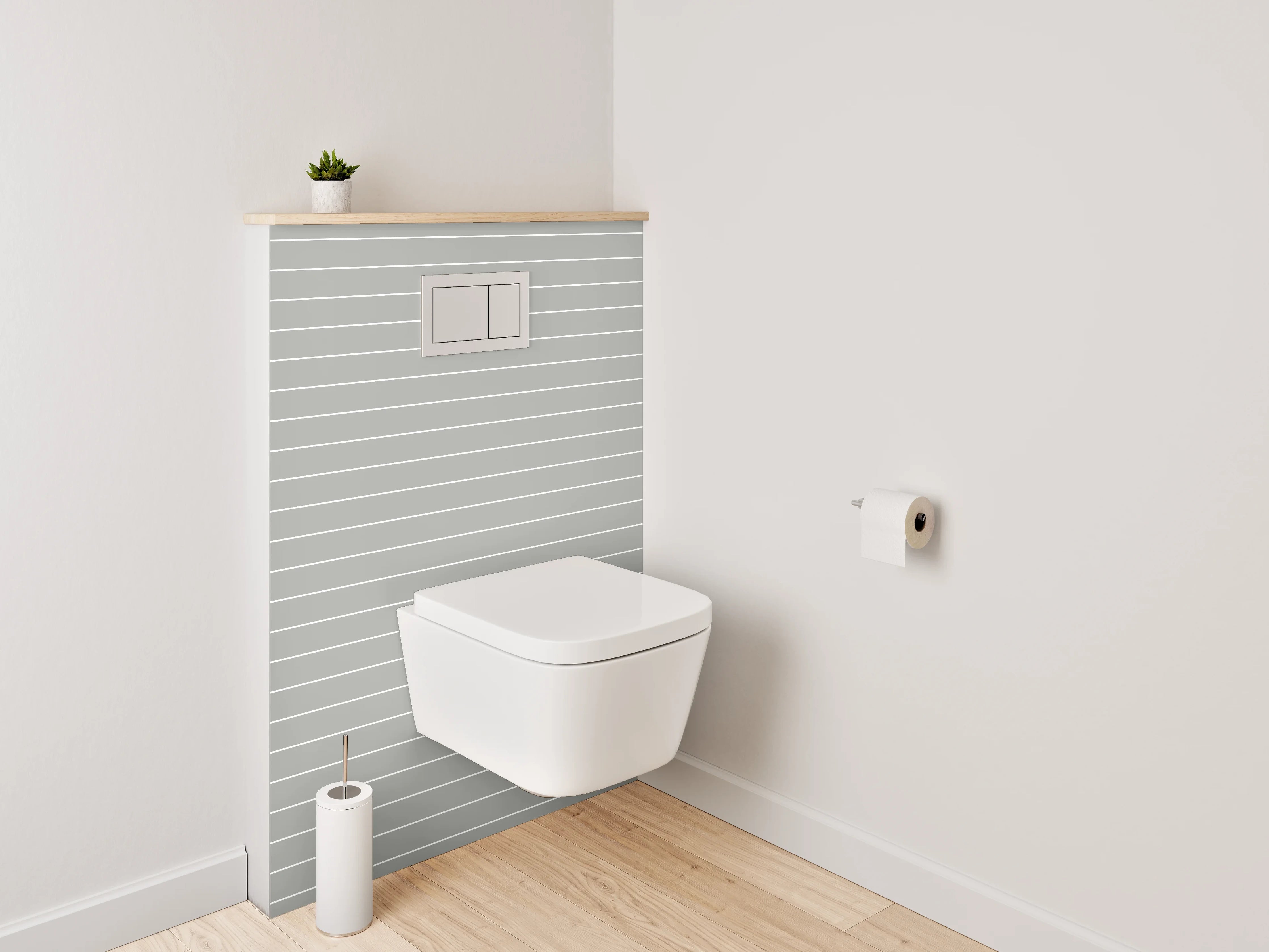 WC-Rückwand - Minimalistisches Linienmuster Grau Weiß