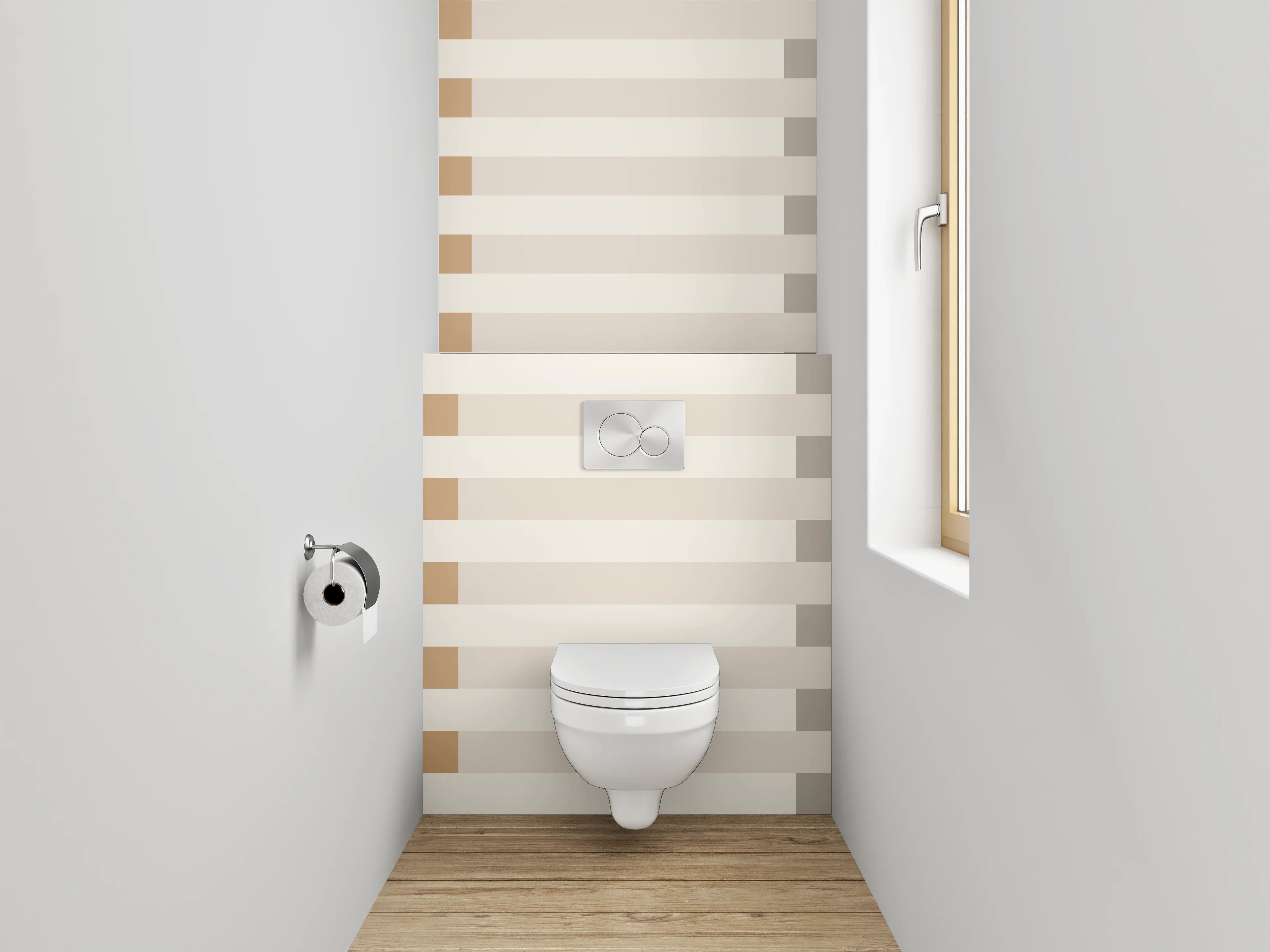 WC-Rückwand - Minimalistisches Streifenmuster Beige Grau
