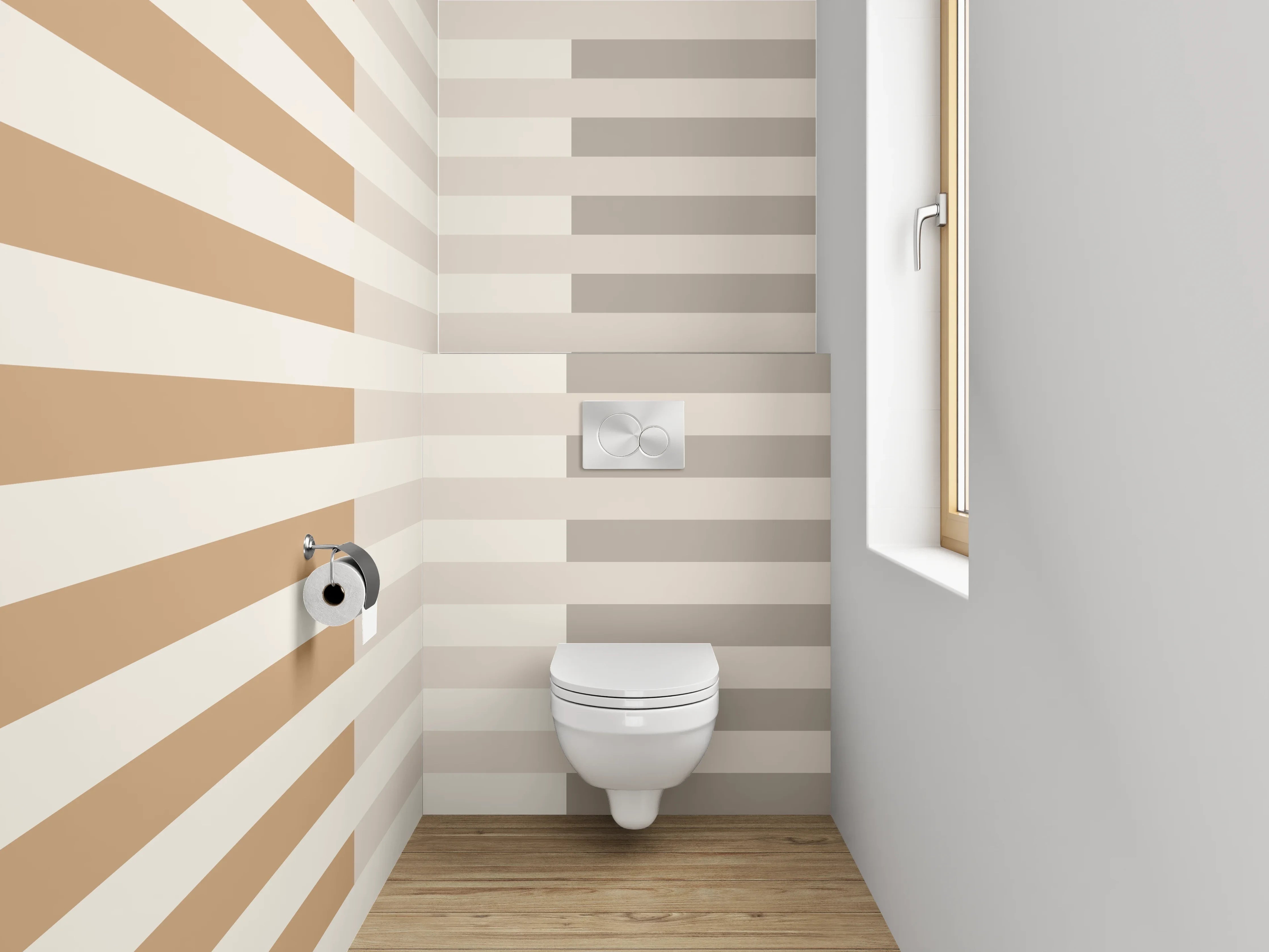 WC-Rückwand - Minimalistisches Streifenmuster Beige Grau