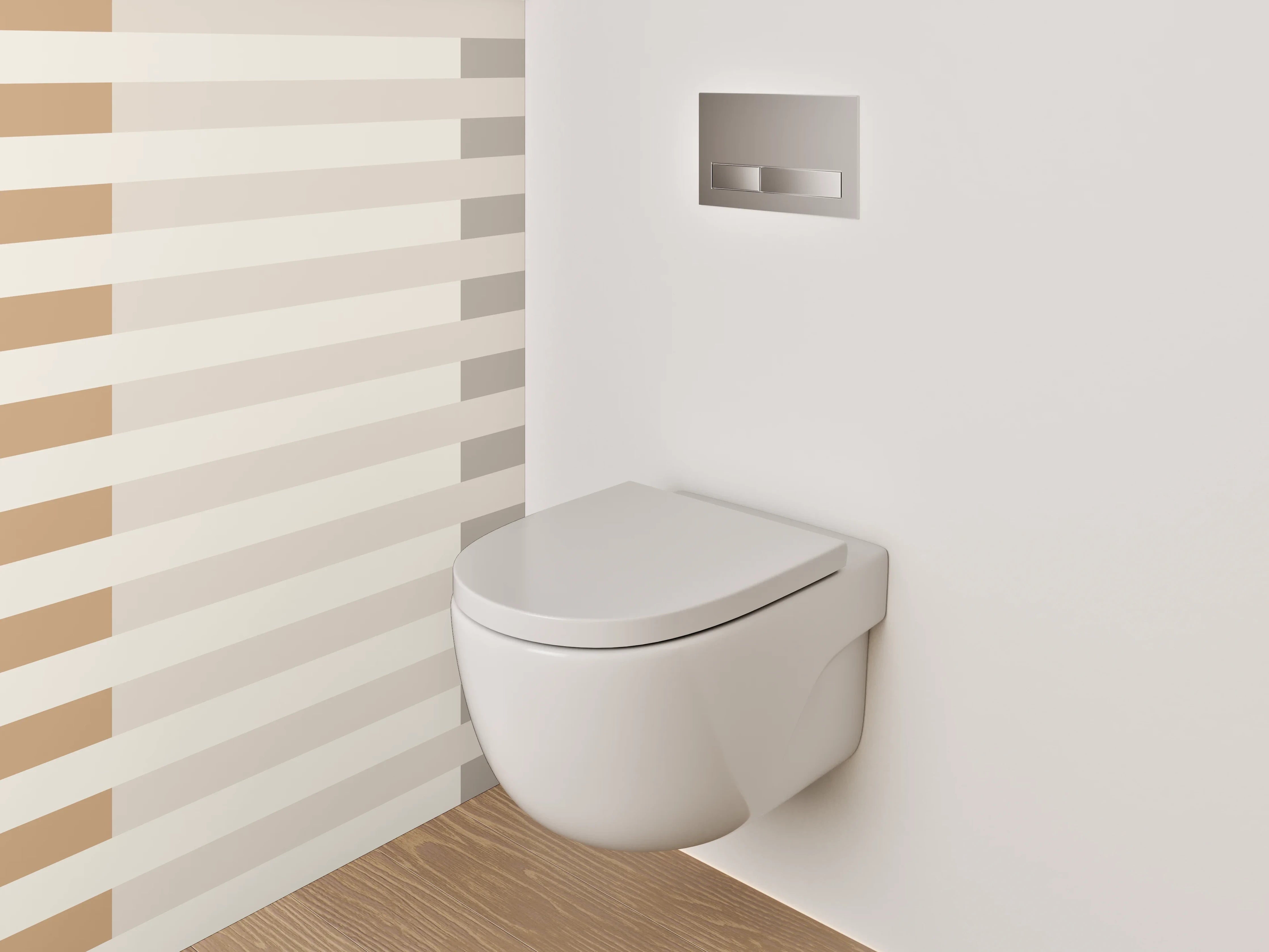 WC-Rückwand - Minimalistisches Streifenmuster Beige Grau