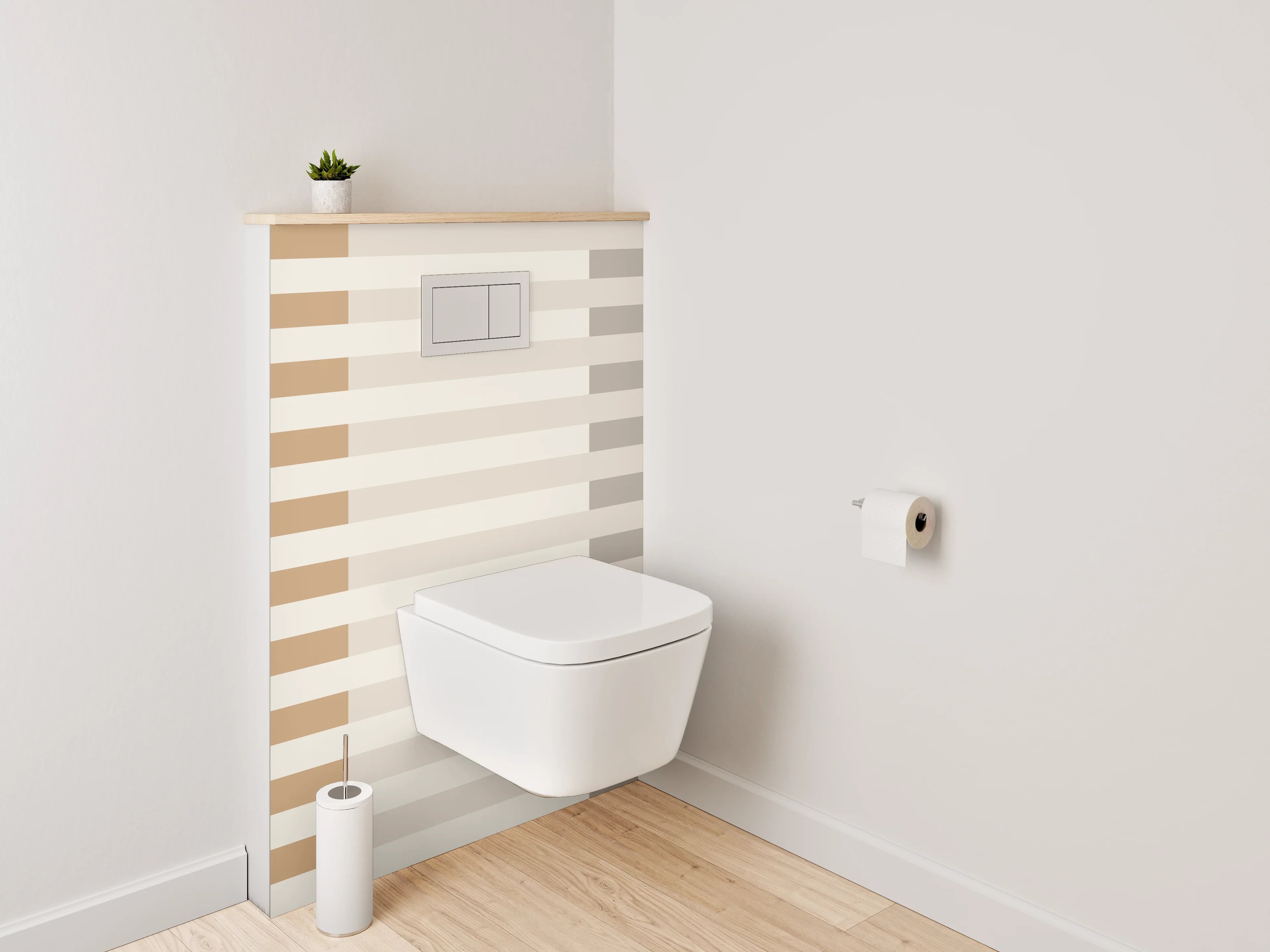 WC-Rückwand - Minimalistisches Streifenmuster Beige Grau