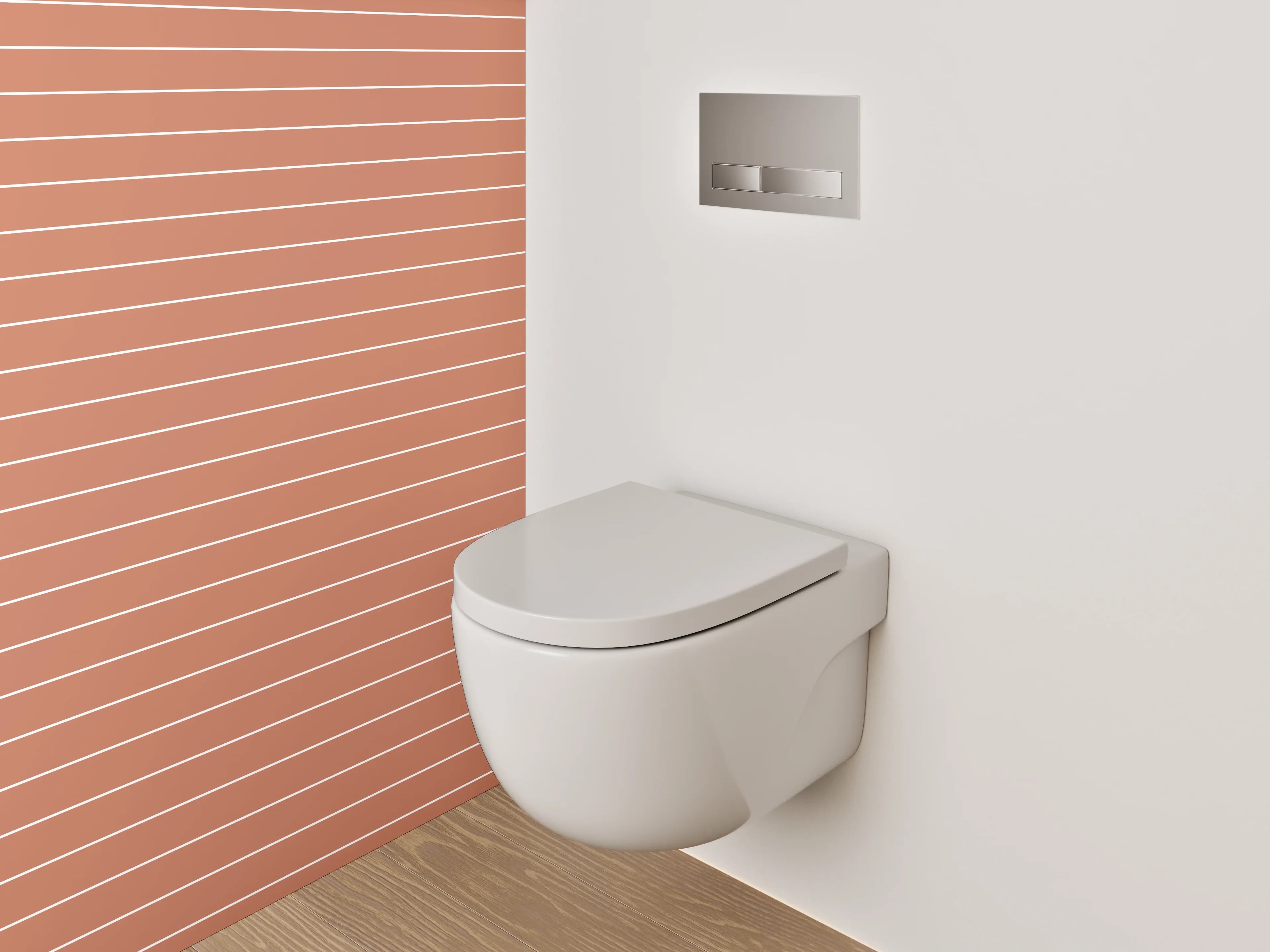 WC-Rückwand - Minimalistisches Streifenmuster in Terrakotta