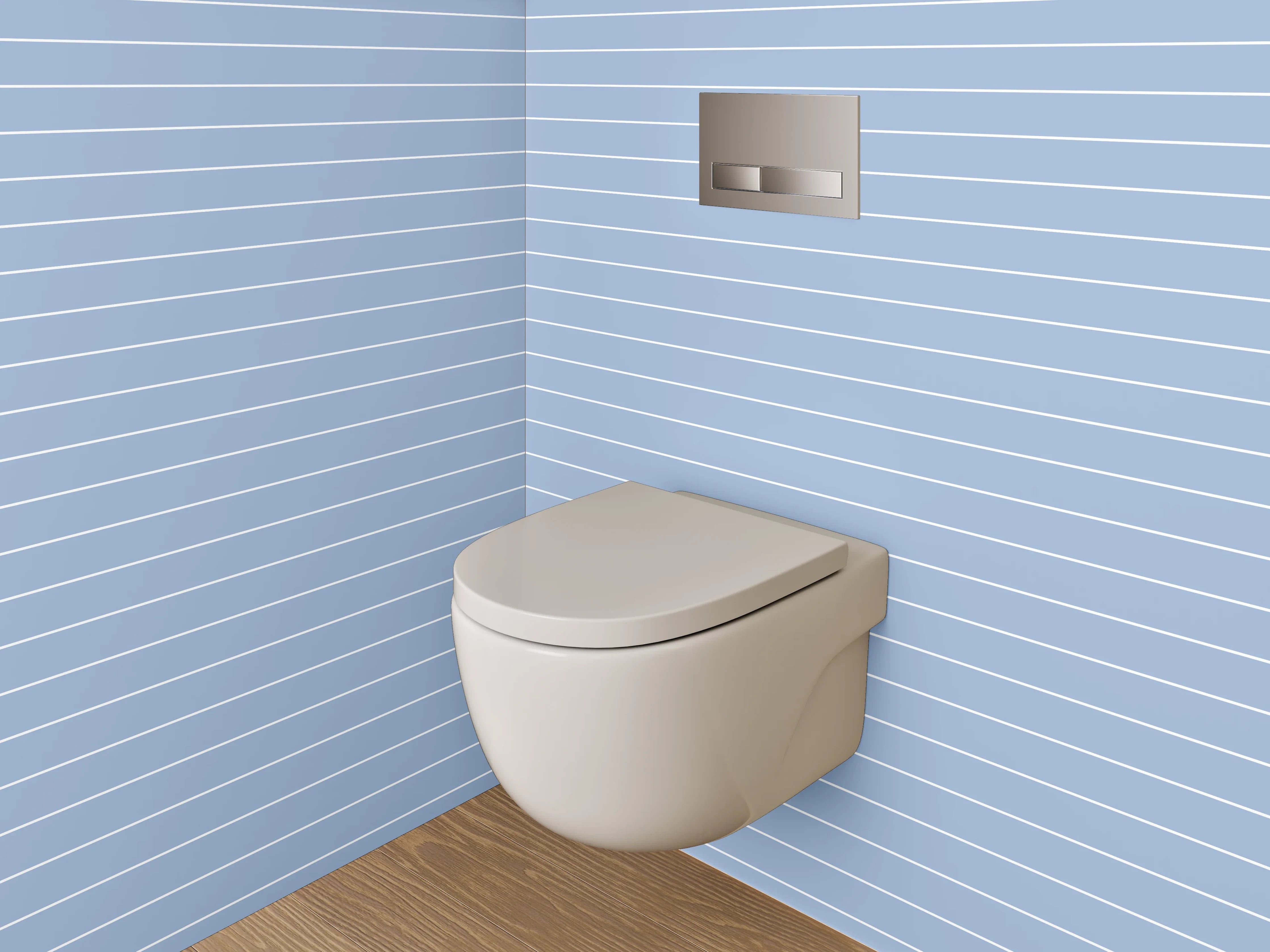 WC-Rückwand - Minimalistisches hellblaues Streifenmuster