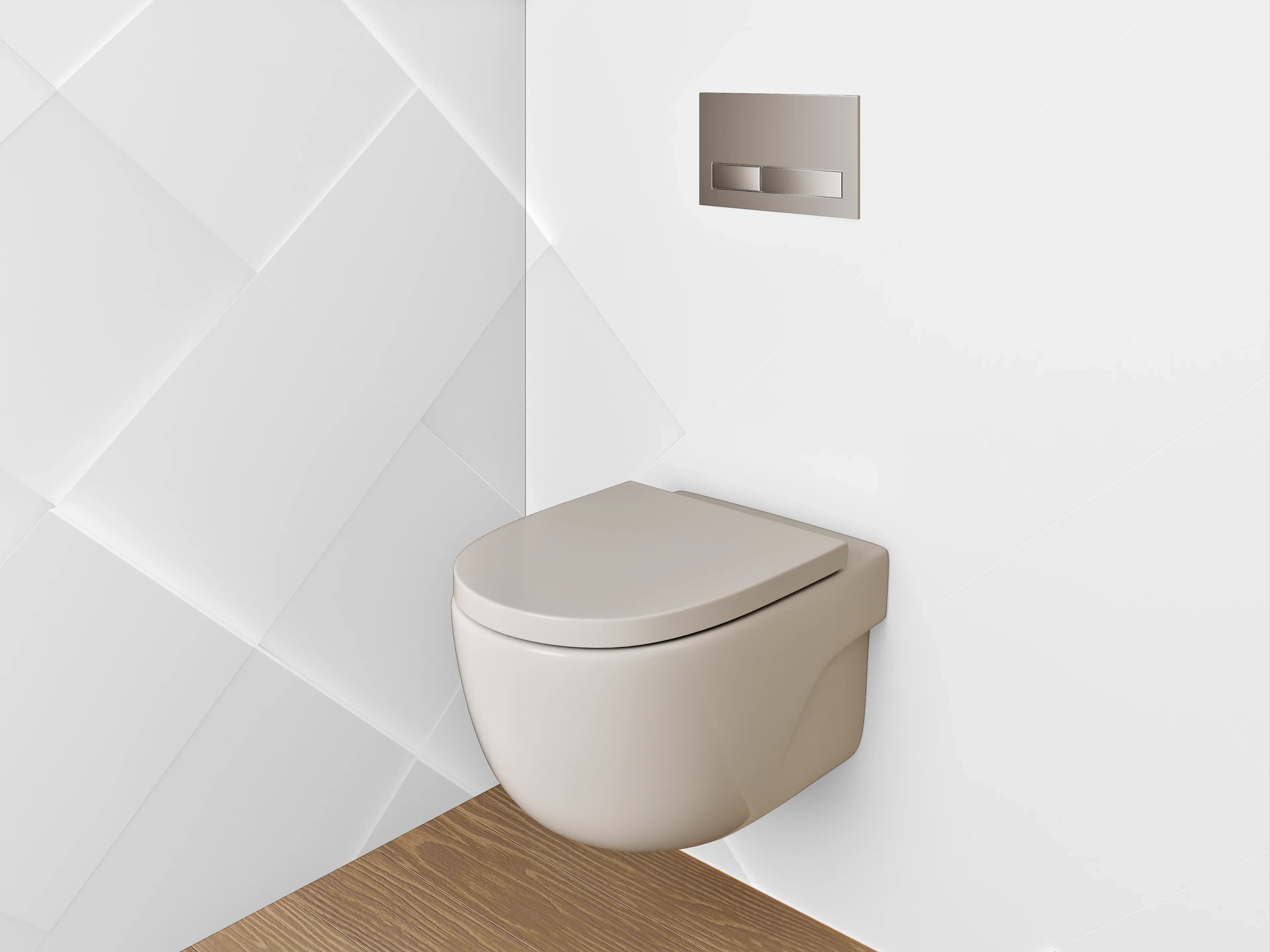 WC-Rückwand - Minimalistisches weiß-graues Diamant-Muster