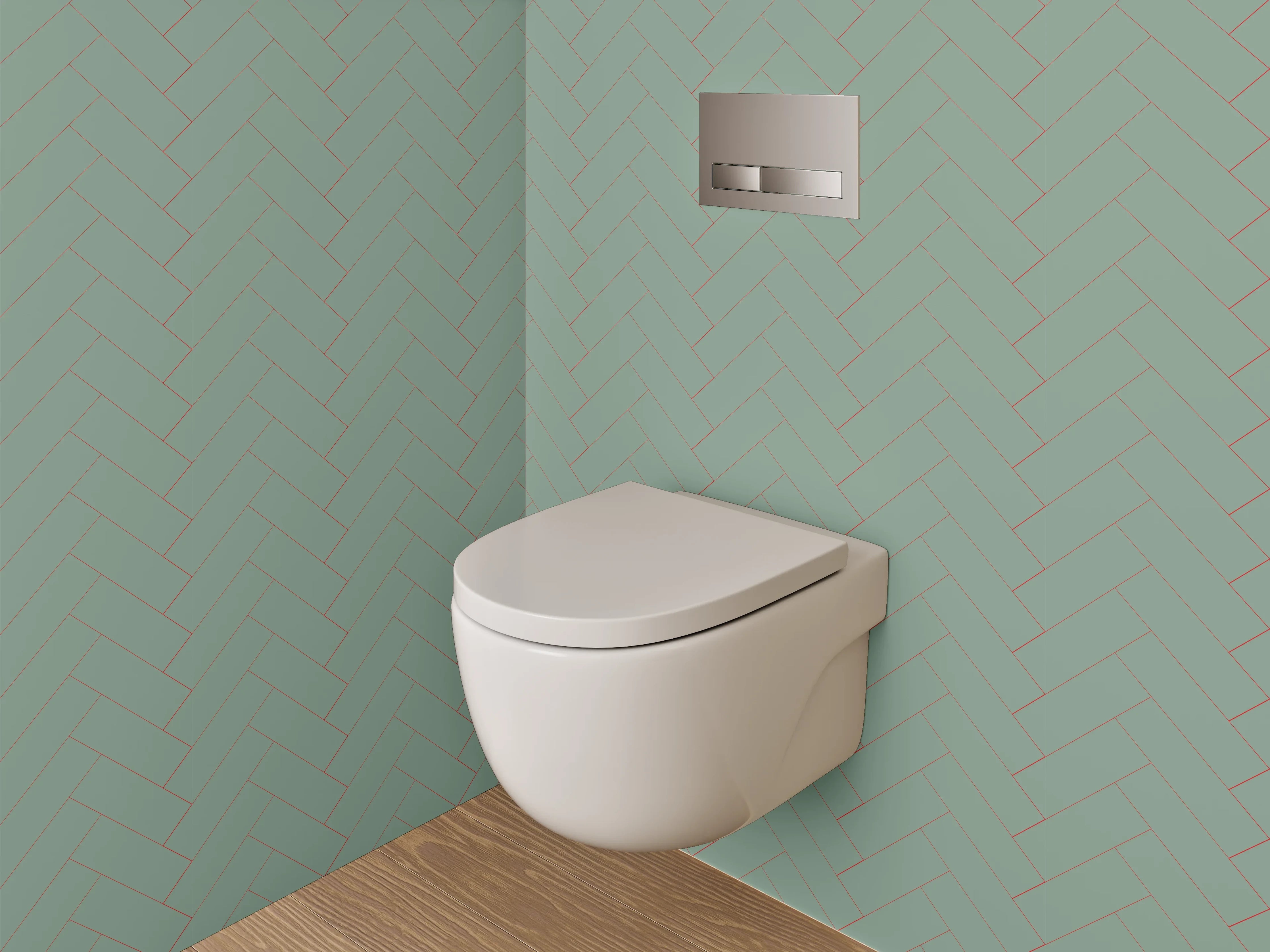 WC-Rückwand - Mintgrünes Fischgrät-Muster Minimalistisch