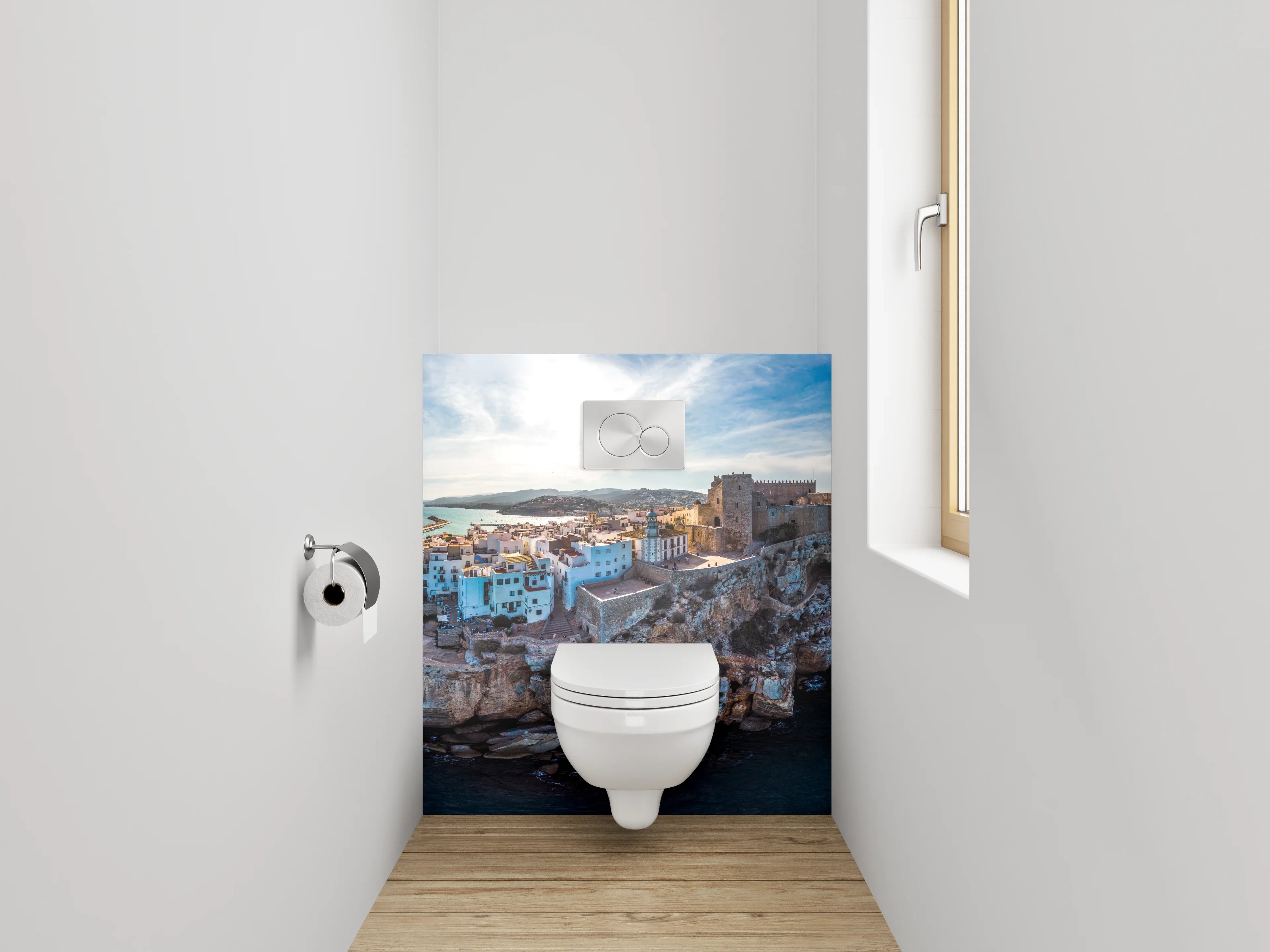 WC-Rückwand - Mittelalterliche Felsenstadt am Meer