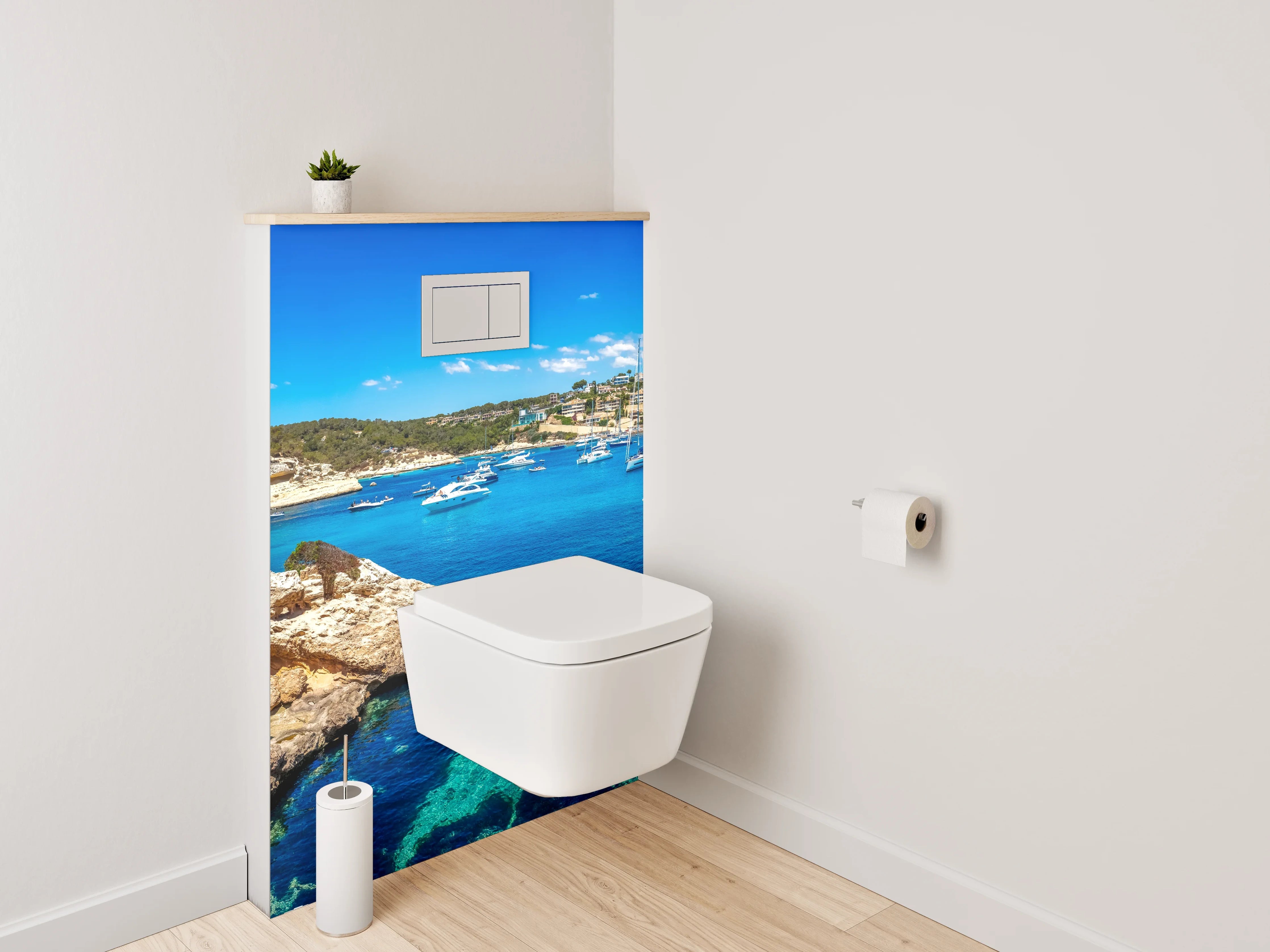WC-Rückwand - Mittelmeer Traummotiv mit Segelbooten