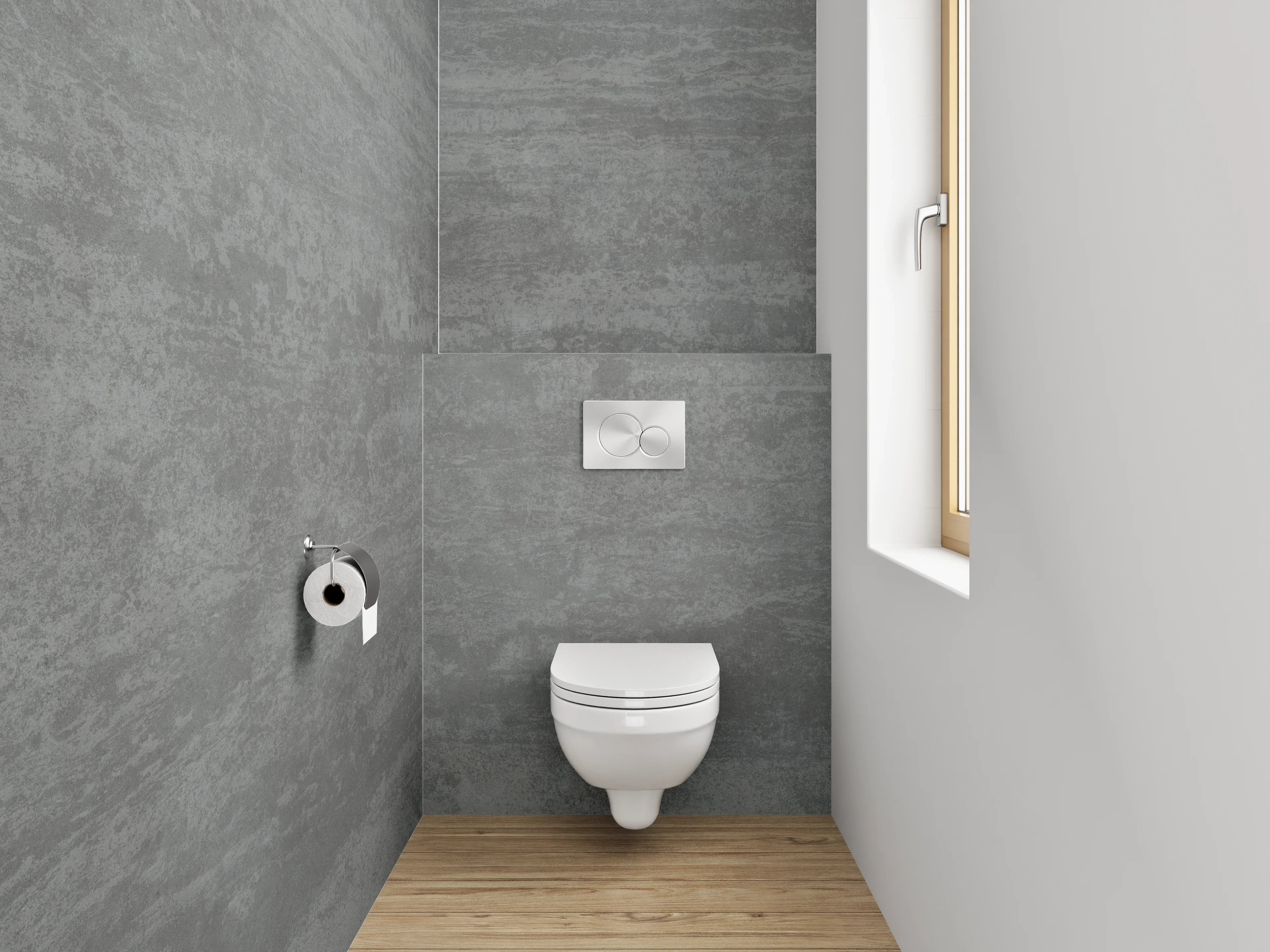 WC-Rückwand - Moderne Betonoptik Grau Fliesen