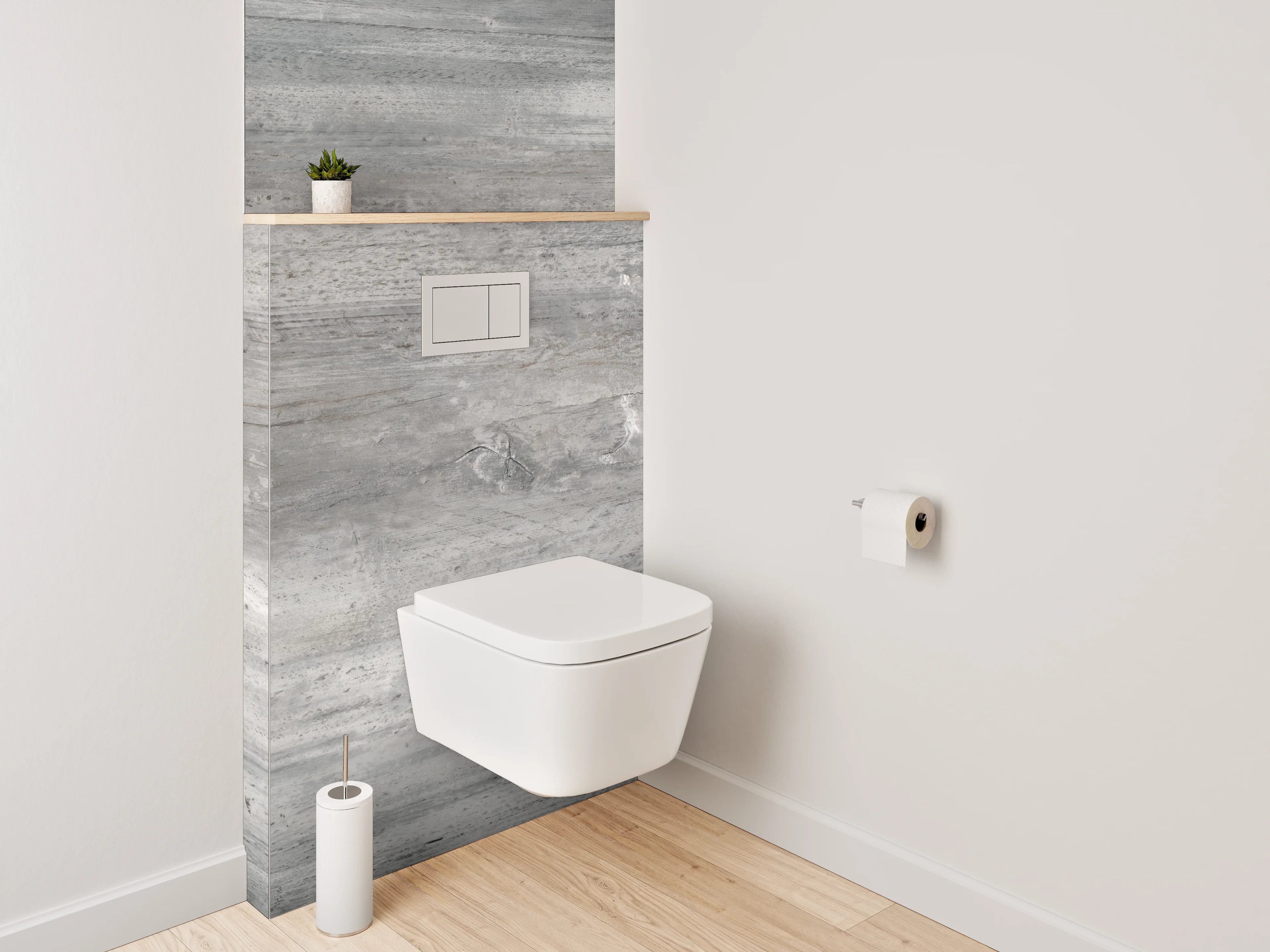 WC-Rückwand - Moderne Betonoptik grau-weiß