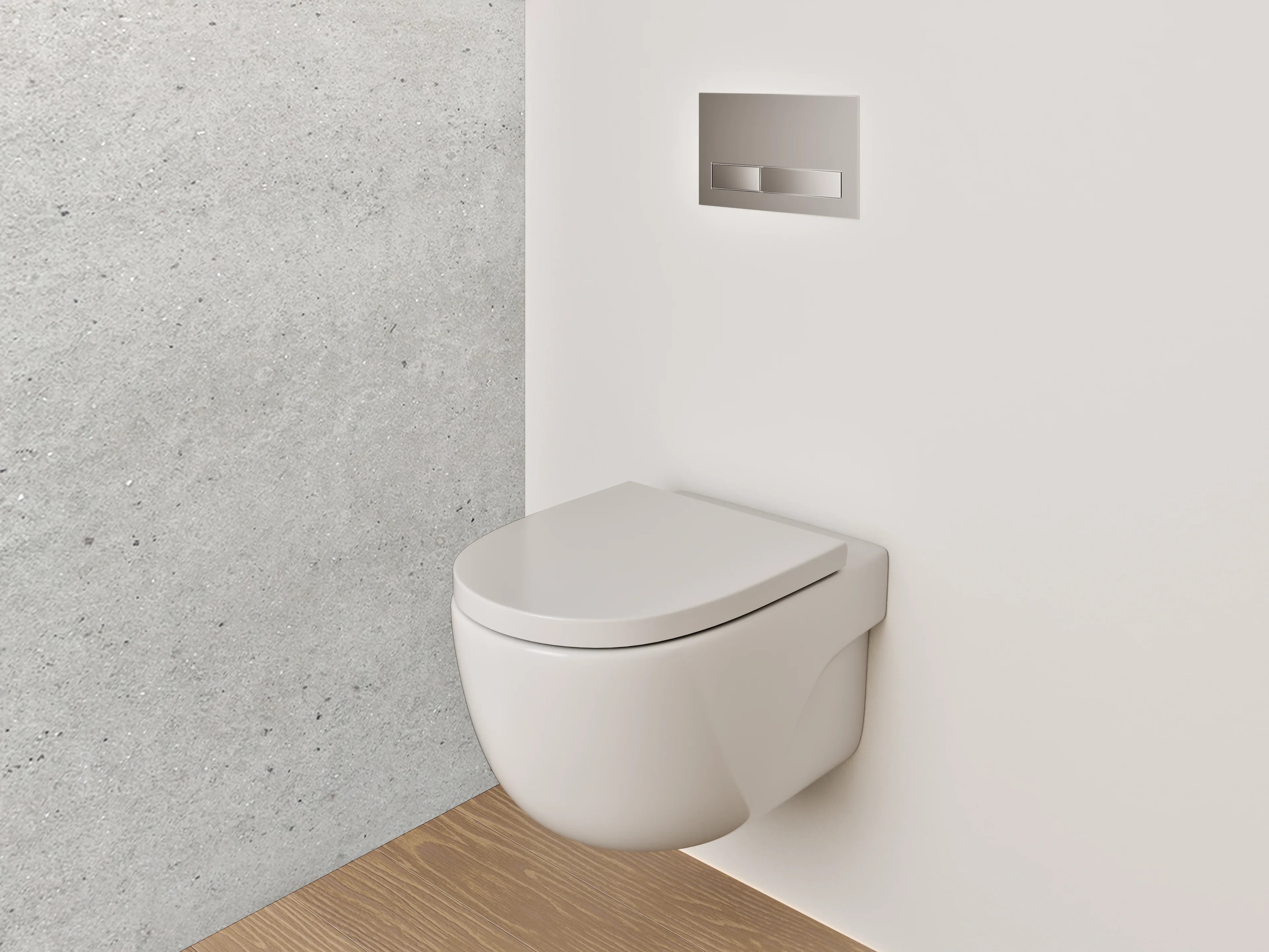 WC-Rückwand - Moderne Betonoptik in Grau Weiß