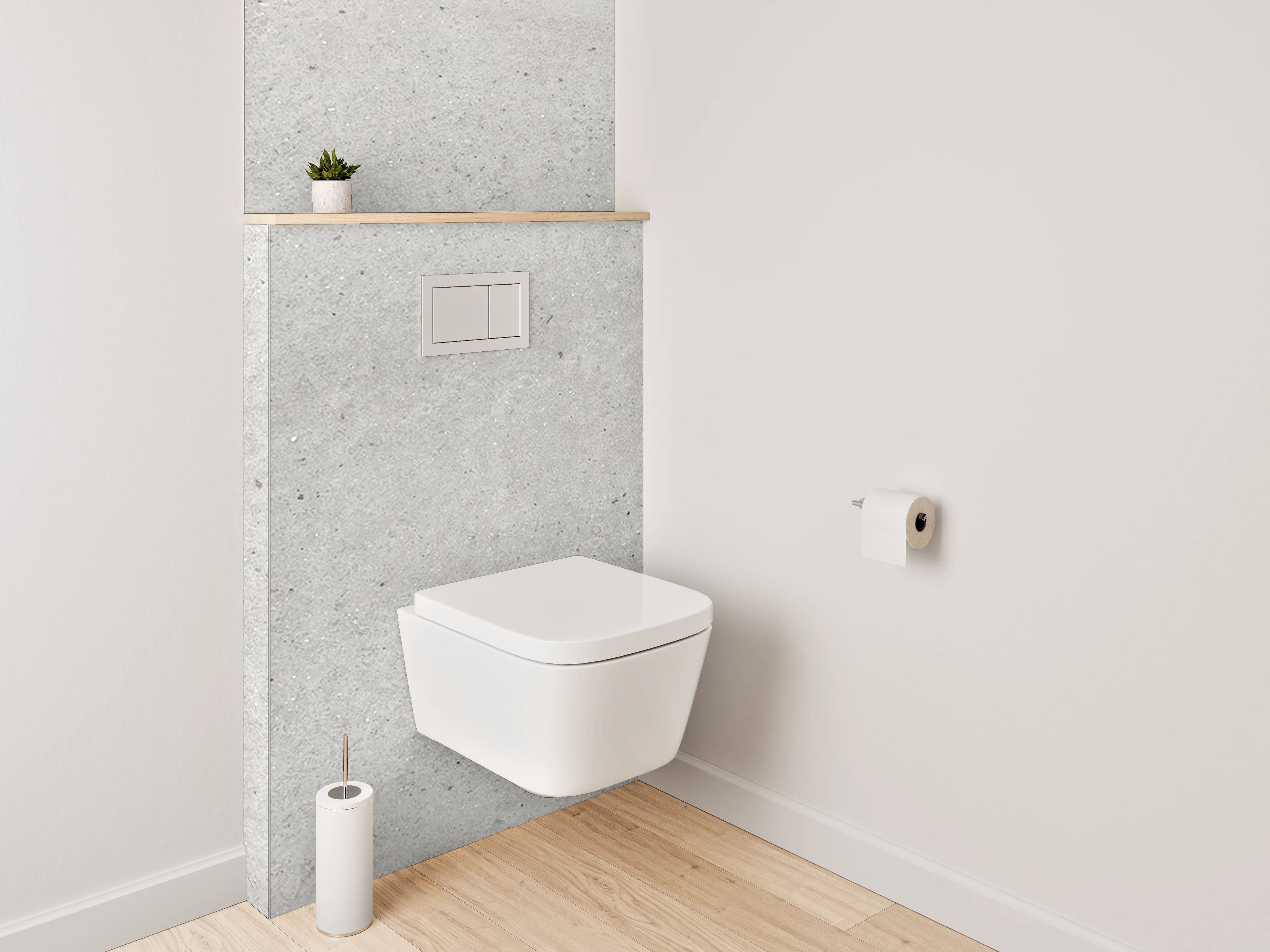 WC-Rückwand - Moderne Betonoptik in Grau Weiß