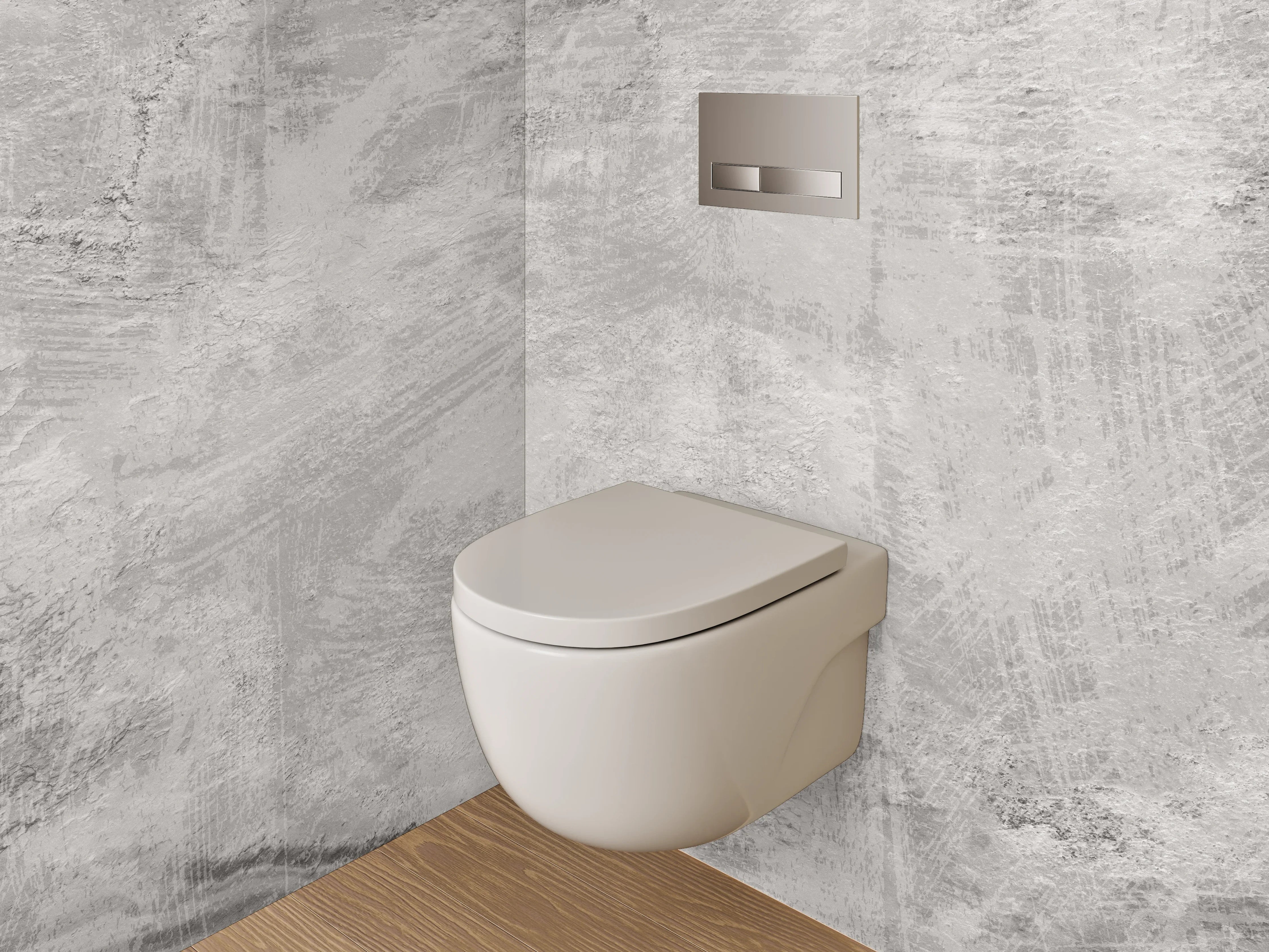 WC-Rückwand - Moderne Betonoptik in Weiß-Grau