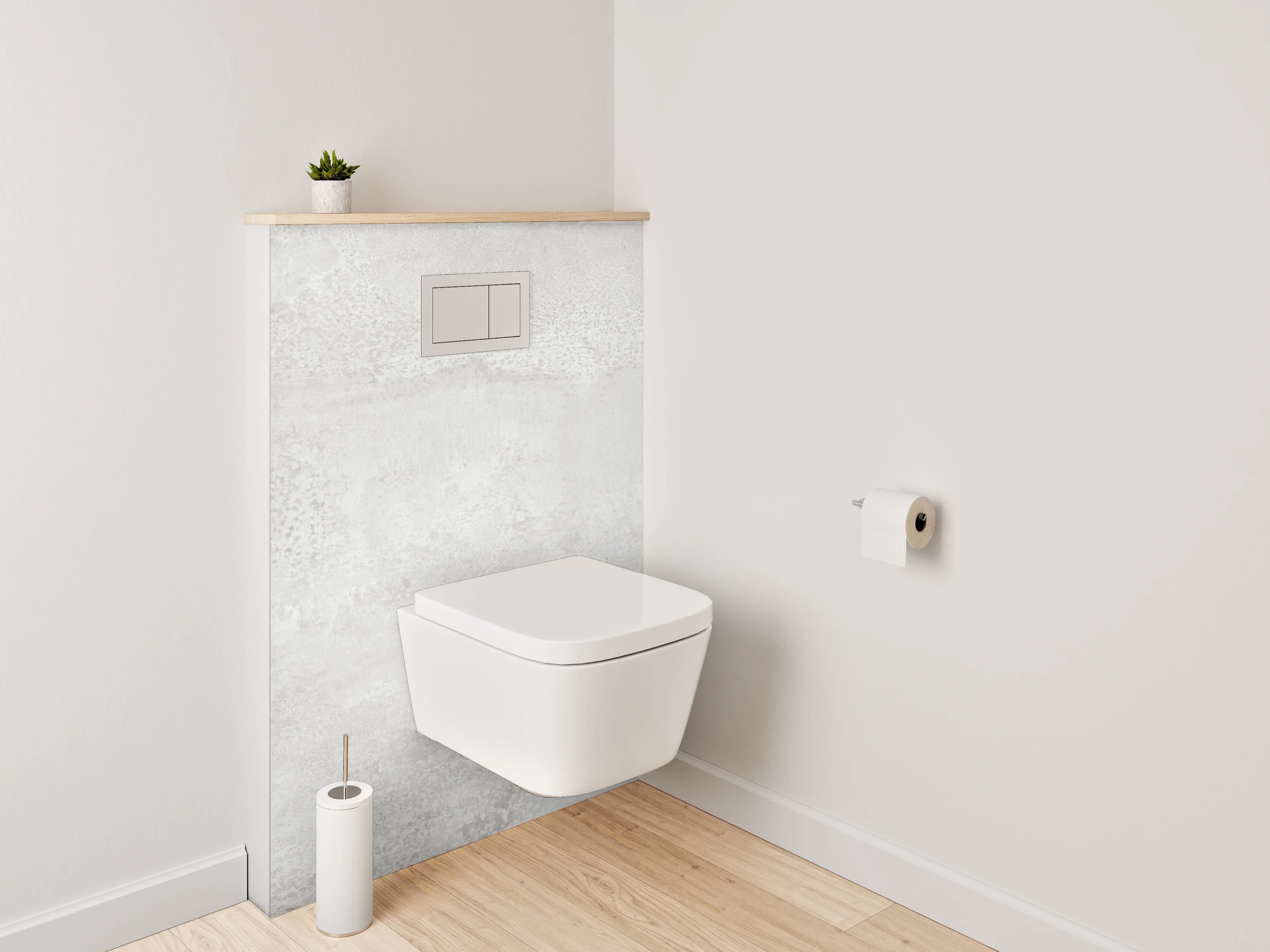 WC-Rückwand - Moderne Betonoptik in Weiß und Grau