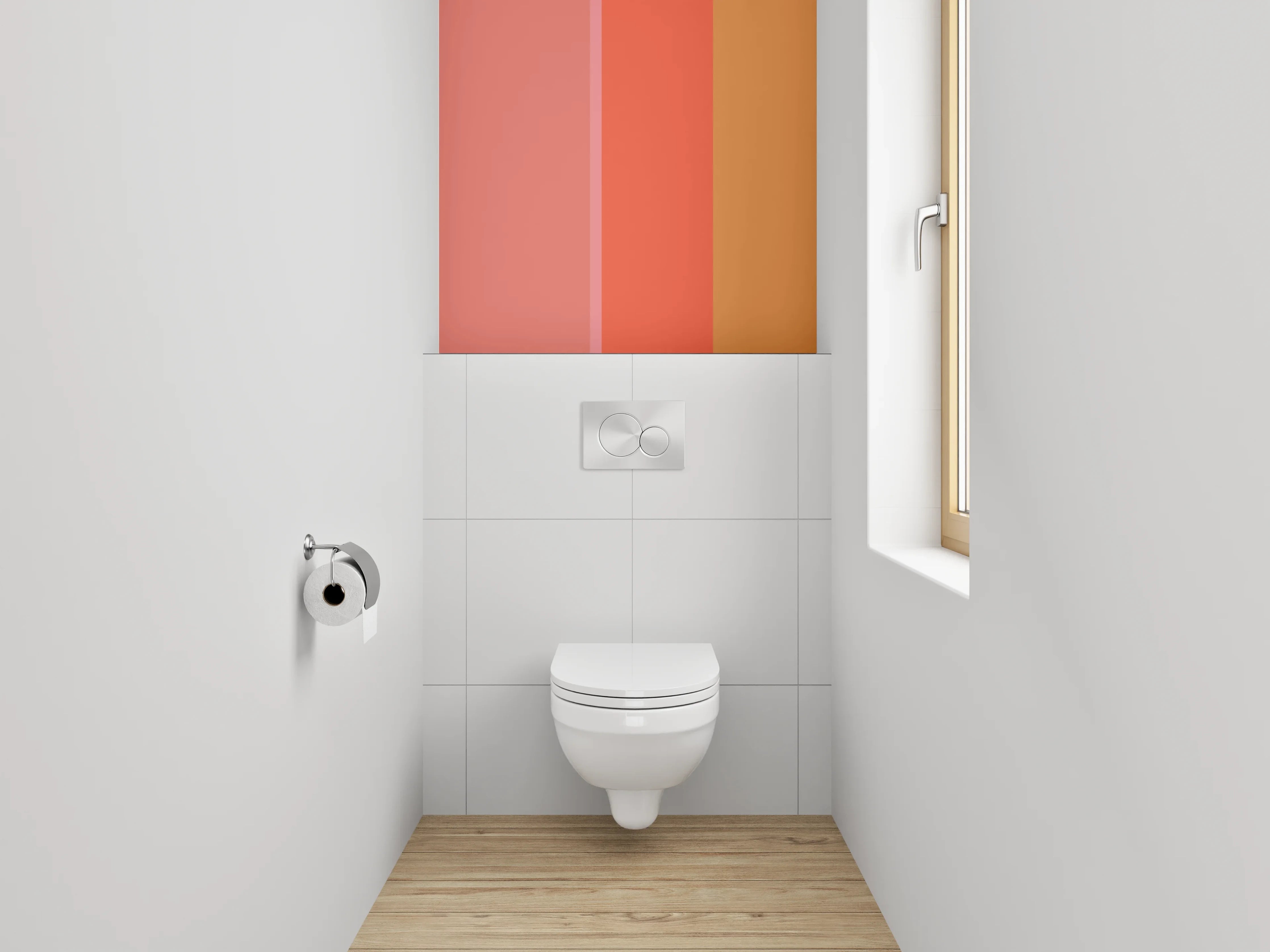 WC-Rückwand - Moderne Farbflächen Abstrakt Orange Rosa
