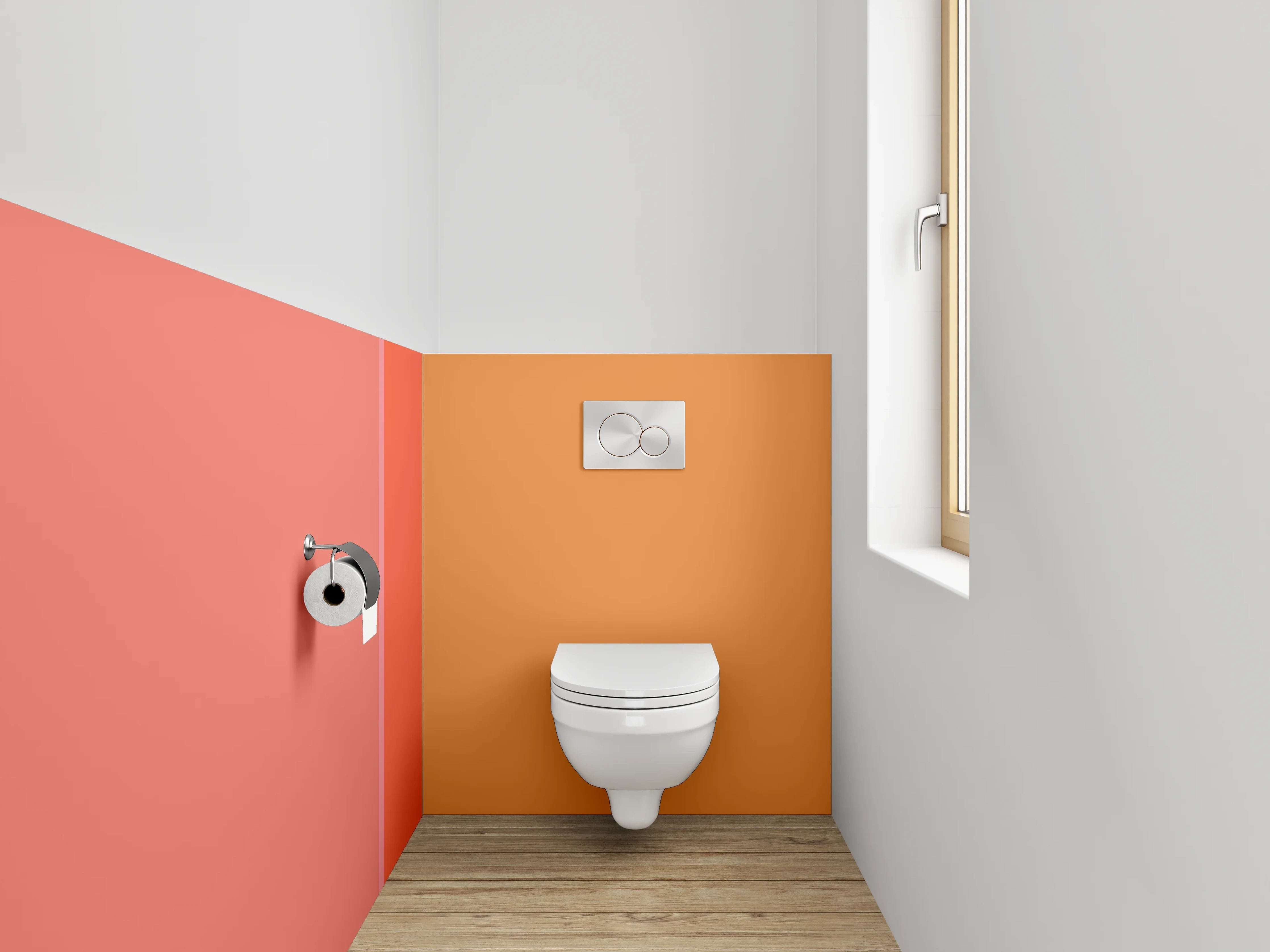 WC-Rückwand - Moderne Farbflächen Abstrakt Orange Rosa