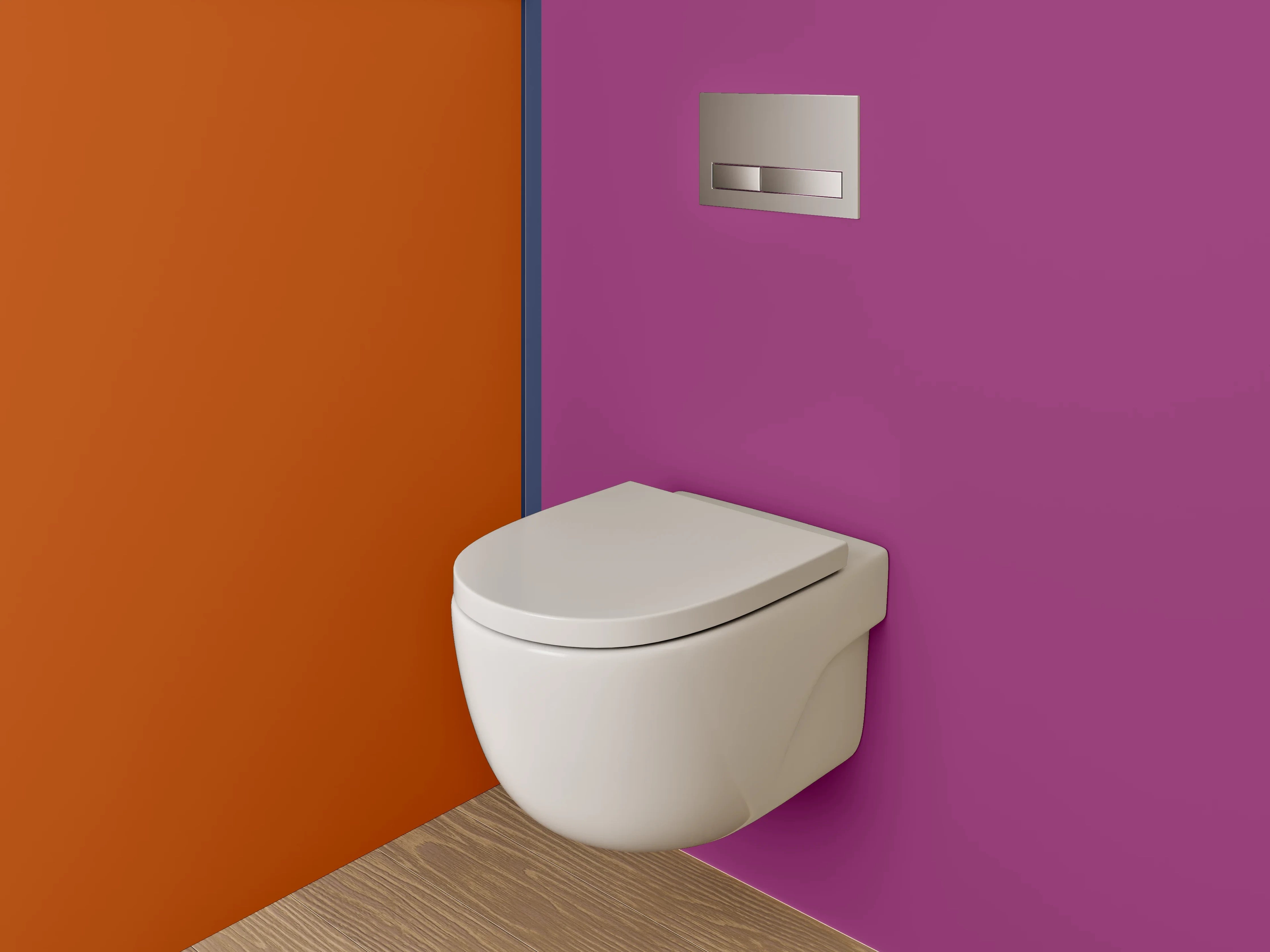 WC-Rückwand - Moderne Farbflächen Orange und Lila