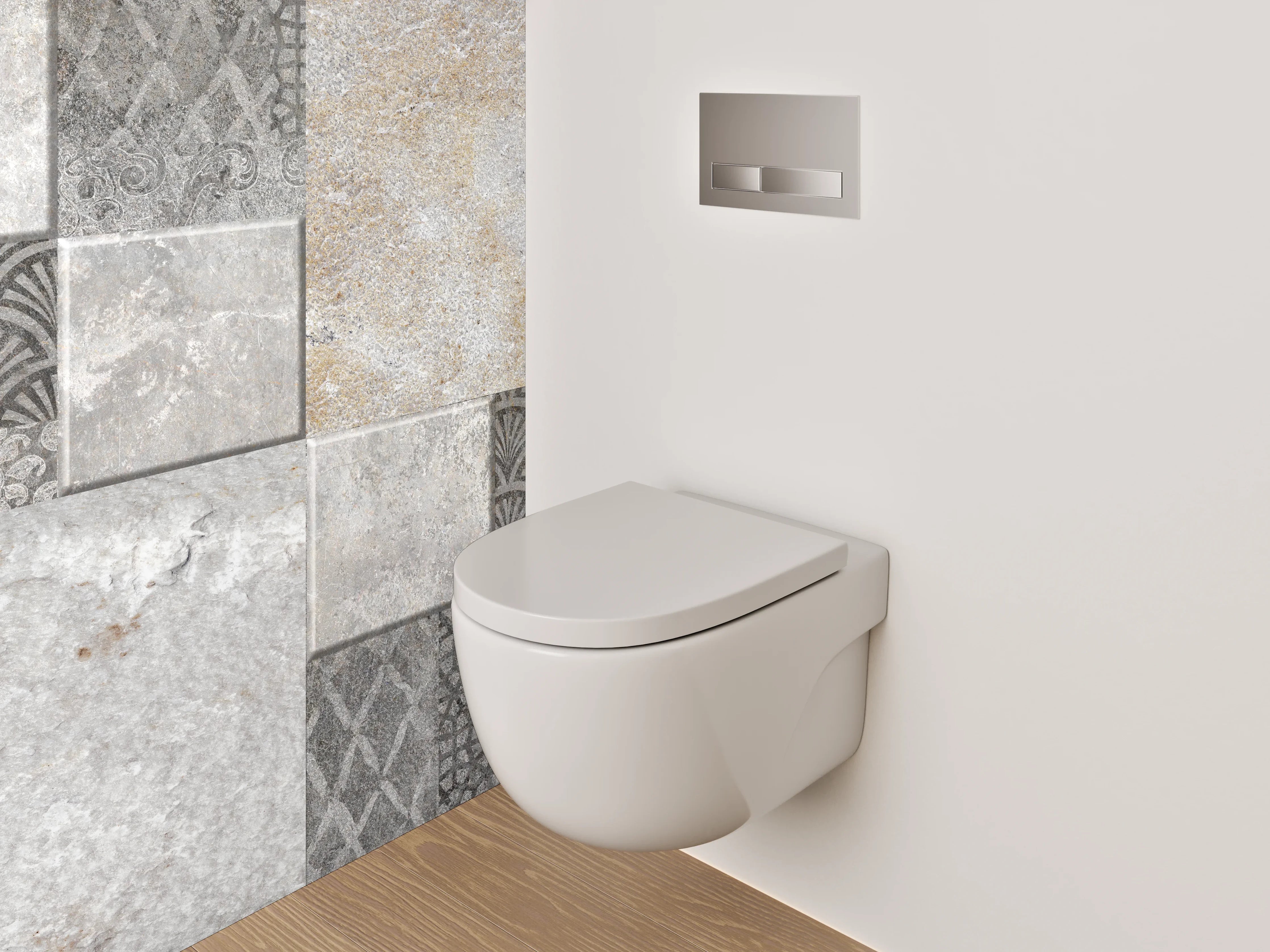 WC-Rückwand - Moderne Fliesen Mosaik Grau Weiß