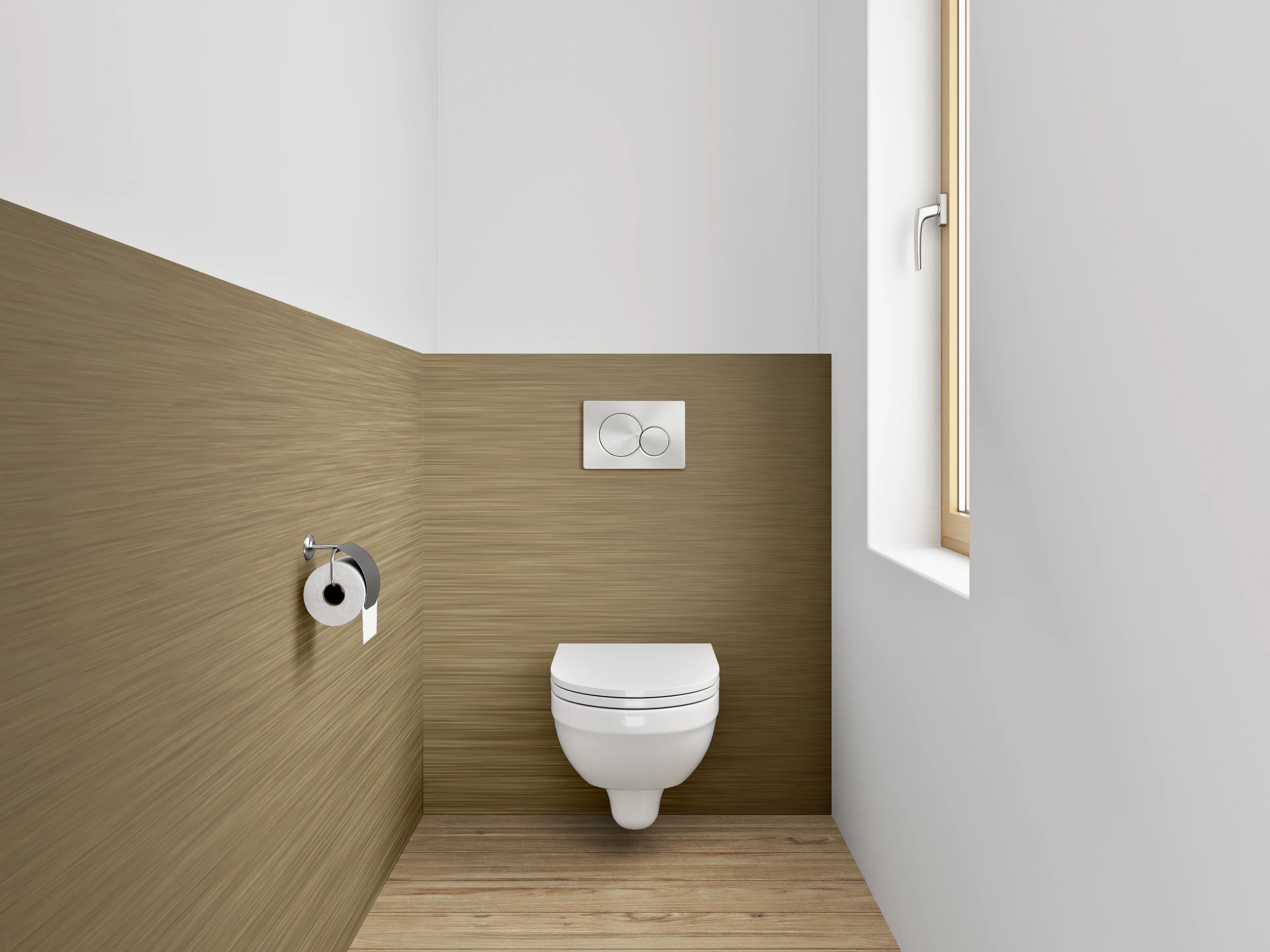 WC-Rückwand - Moderne Goldene Holzoptik