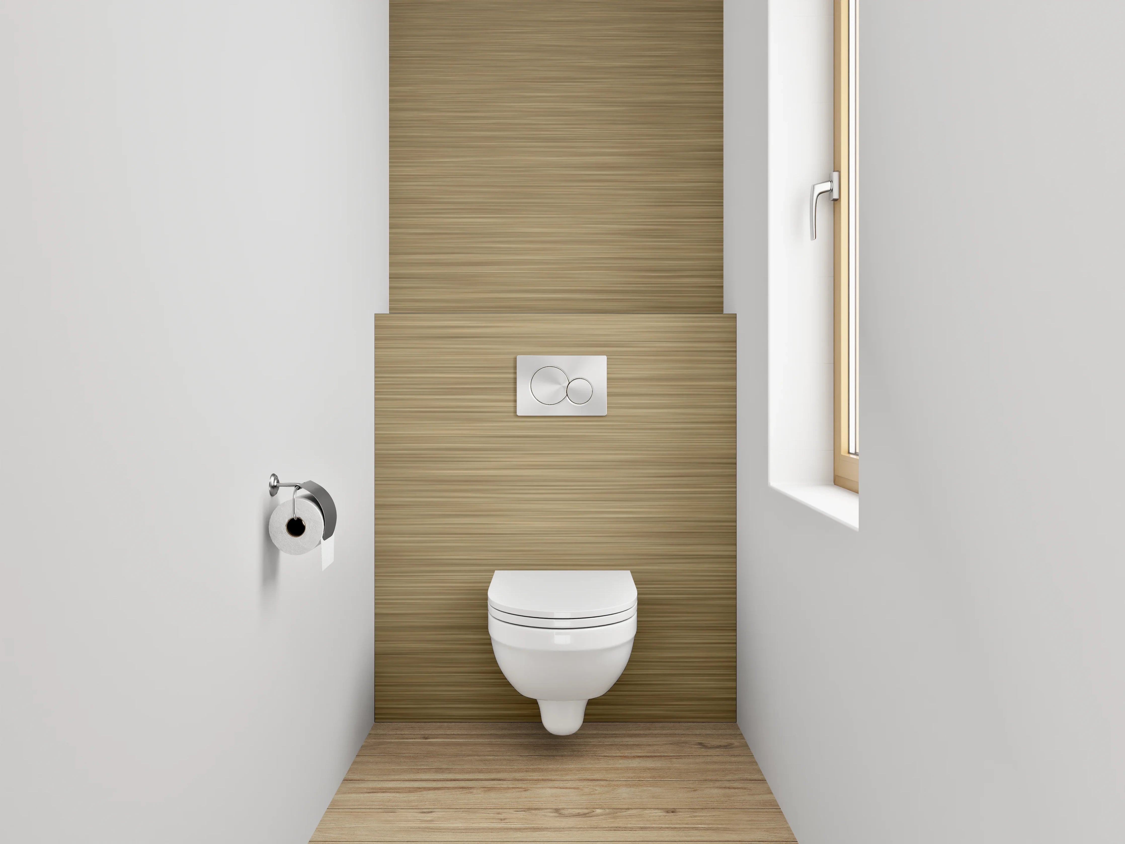 WC-Rückwand - Moderne Goldene Holzoptik